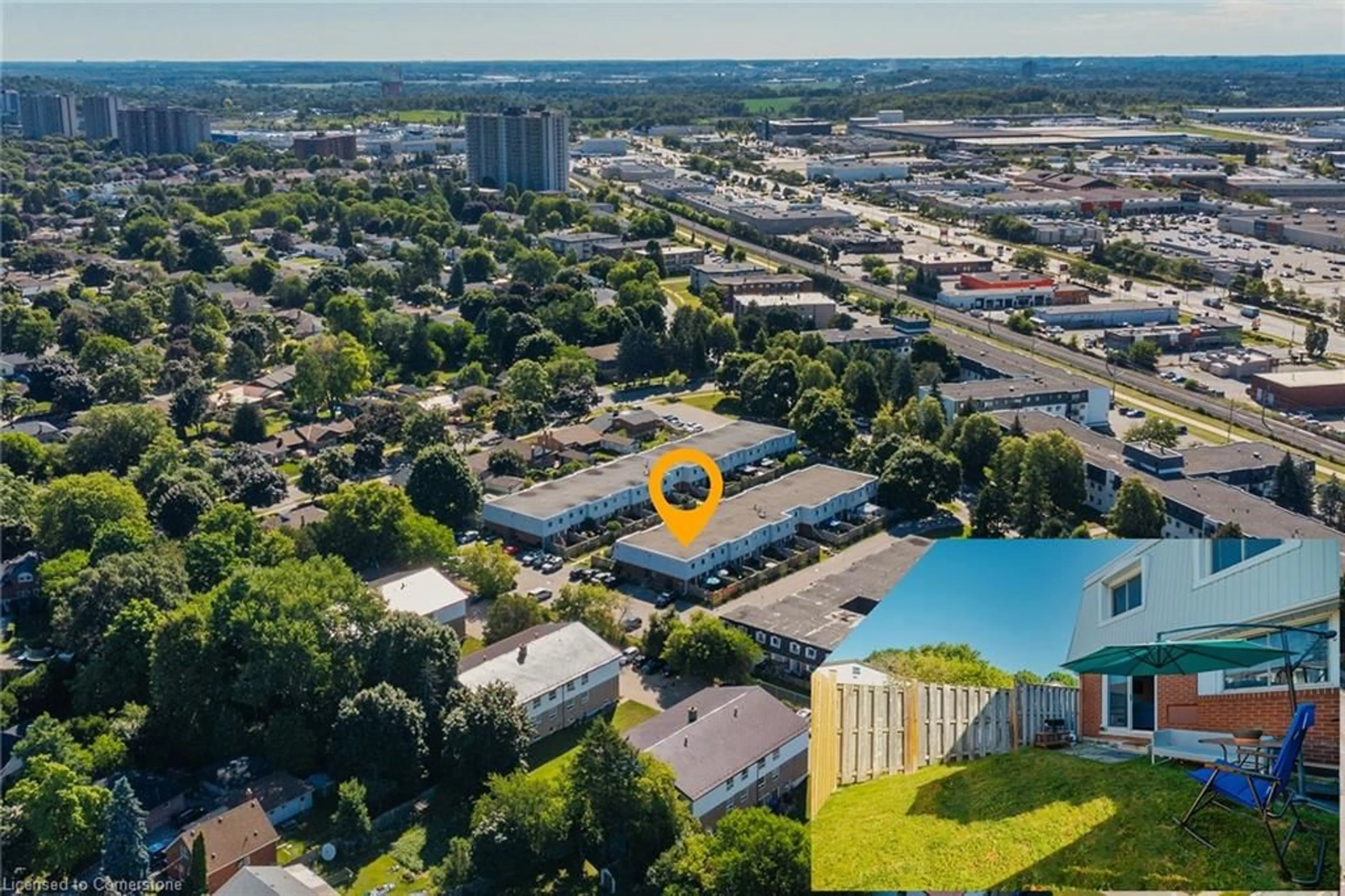A pic from outside/outdoor area/front of a property/back of a property/a pic from drone, city buildings view from balcony for 320 Traynor Ave #5, Kitchener Ontario N2C 2J1