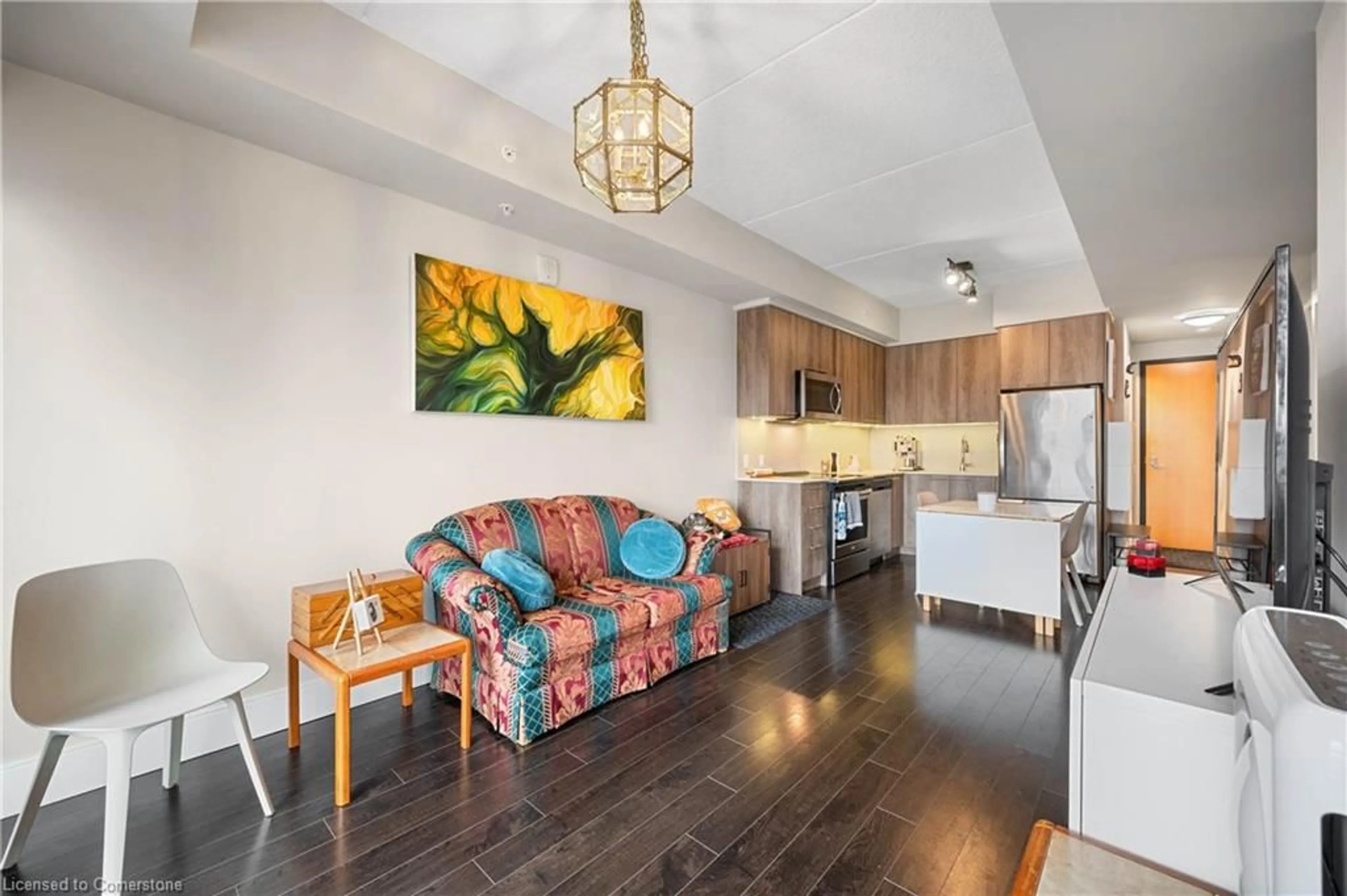 Living room with furniture, wood/laminate floor for 15 Prince Albert Blvd #507, Kitchener Ontario N2H 0C2