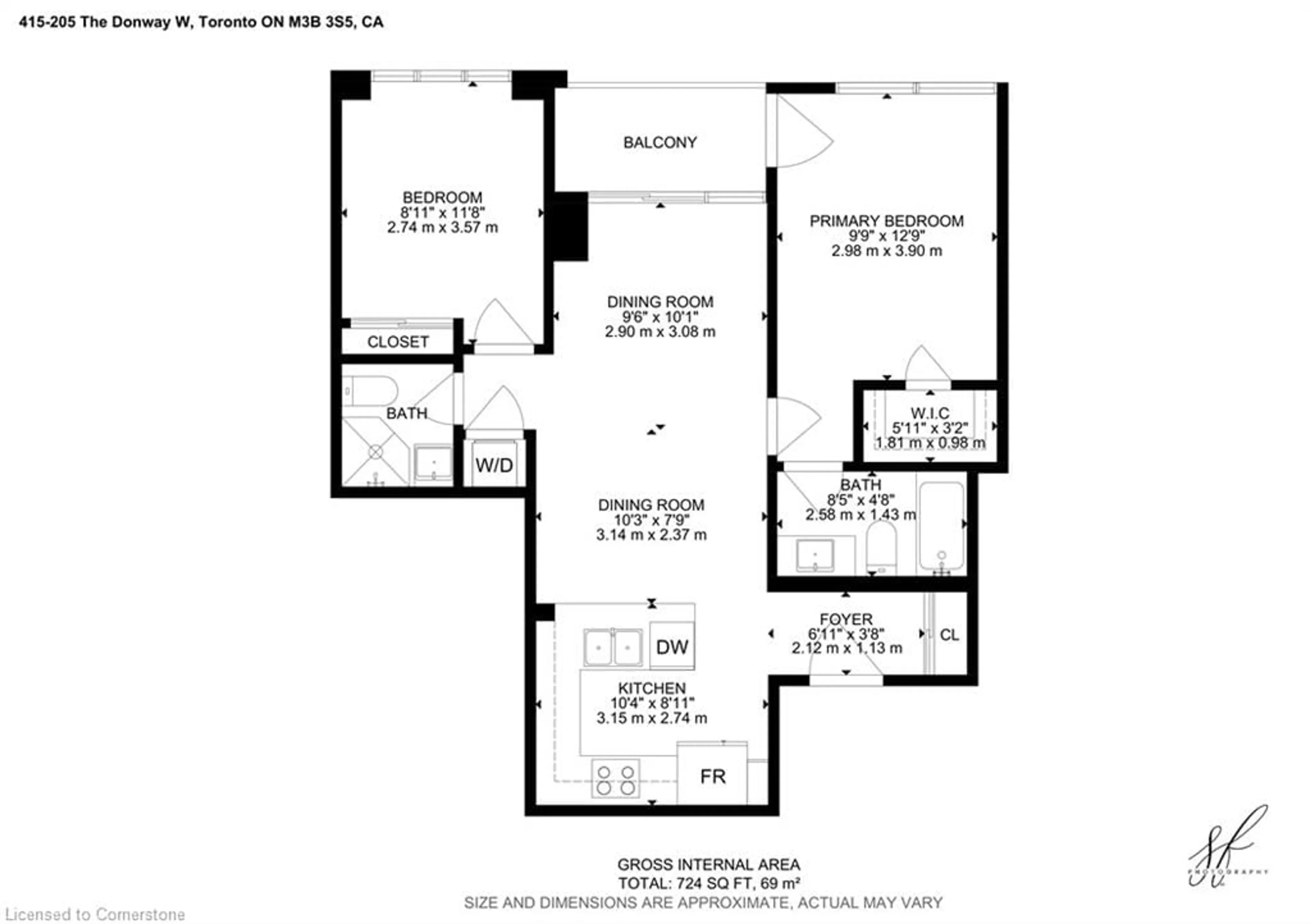 Floor plan for 205 The Donway #415, Toronto Ontario M3B 3S5