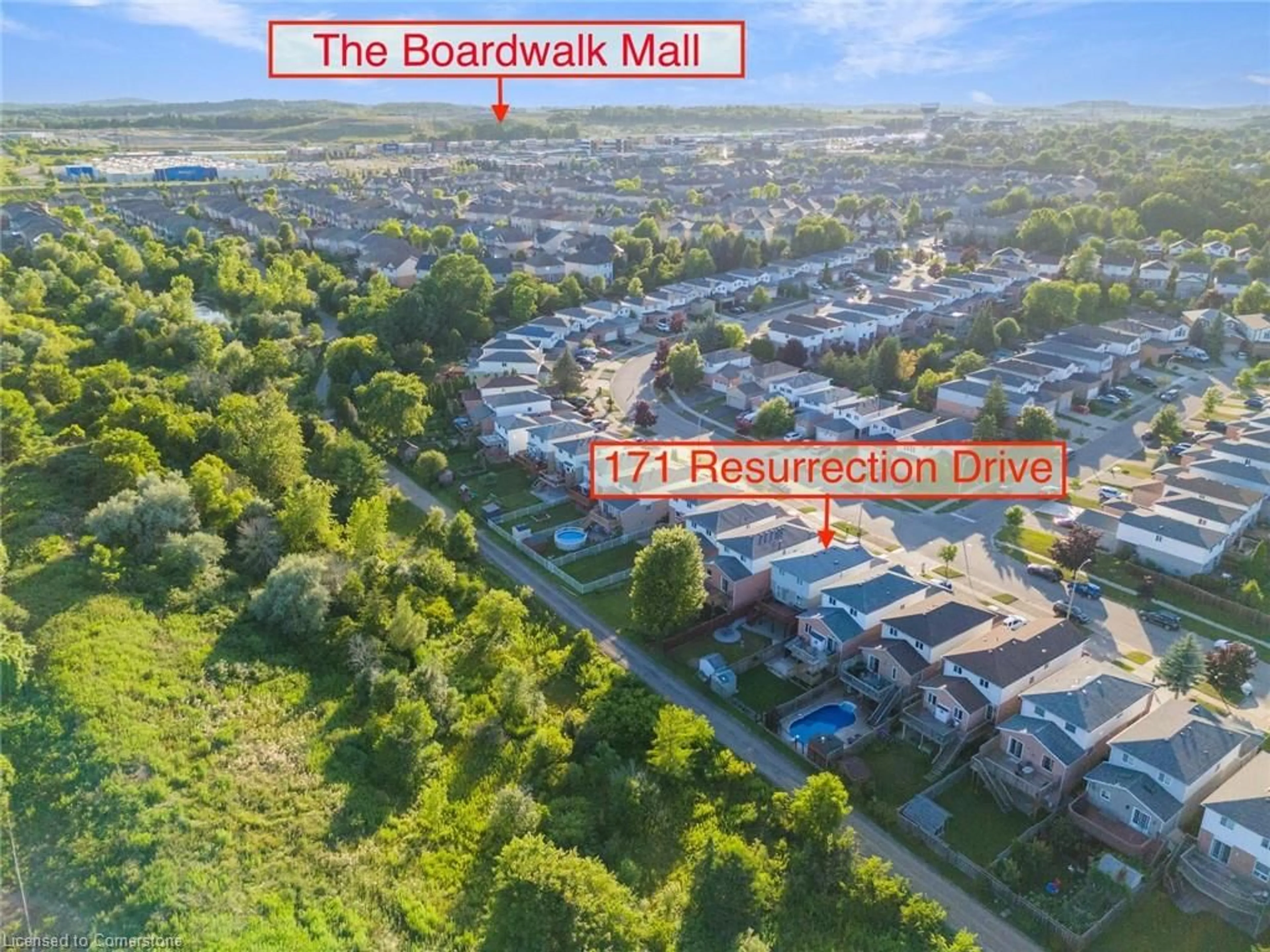 A pic from outside/outdoor area/front of a property/back of a property/a pic from drone, street for 171 Resurrection Dr, Kitchener Ontario N2N 3H1