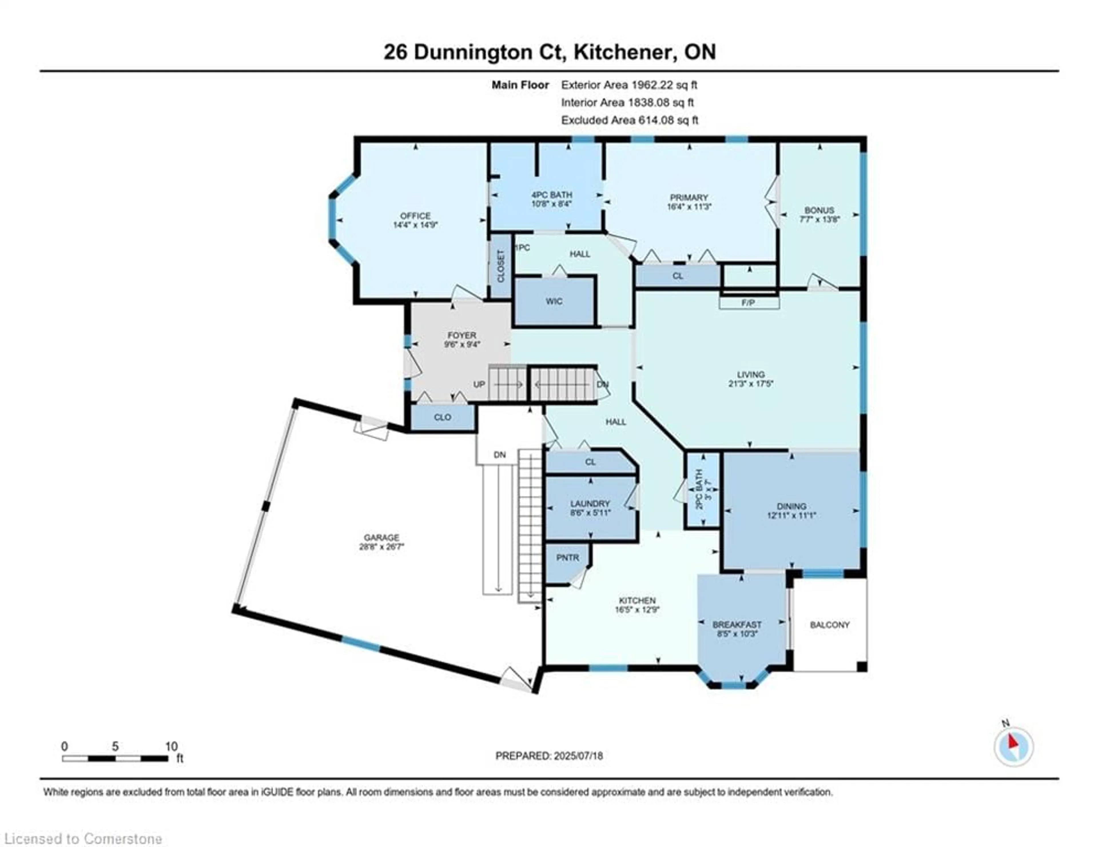 Floor plan for 26 Dunnington Crt, Kitchener Ontario N2A 3M5