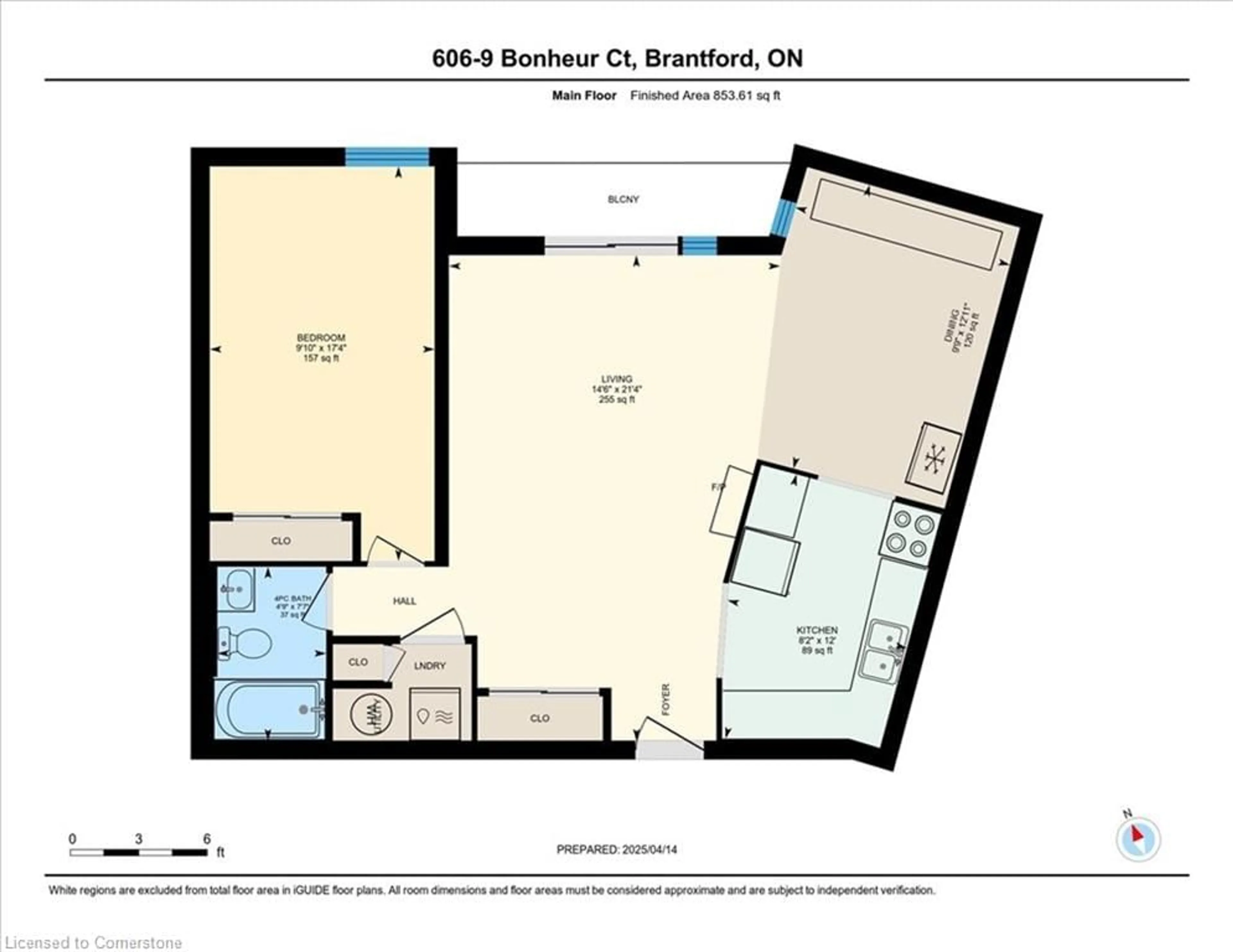 Floor plan for 9 Bonheur Crt #606, Brantford Ontario N3P 1Z5