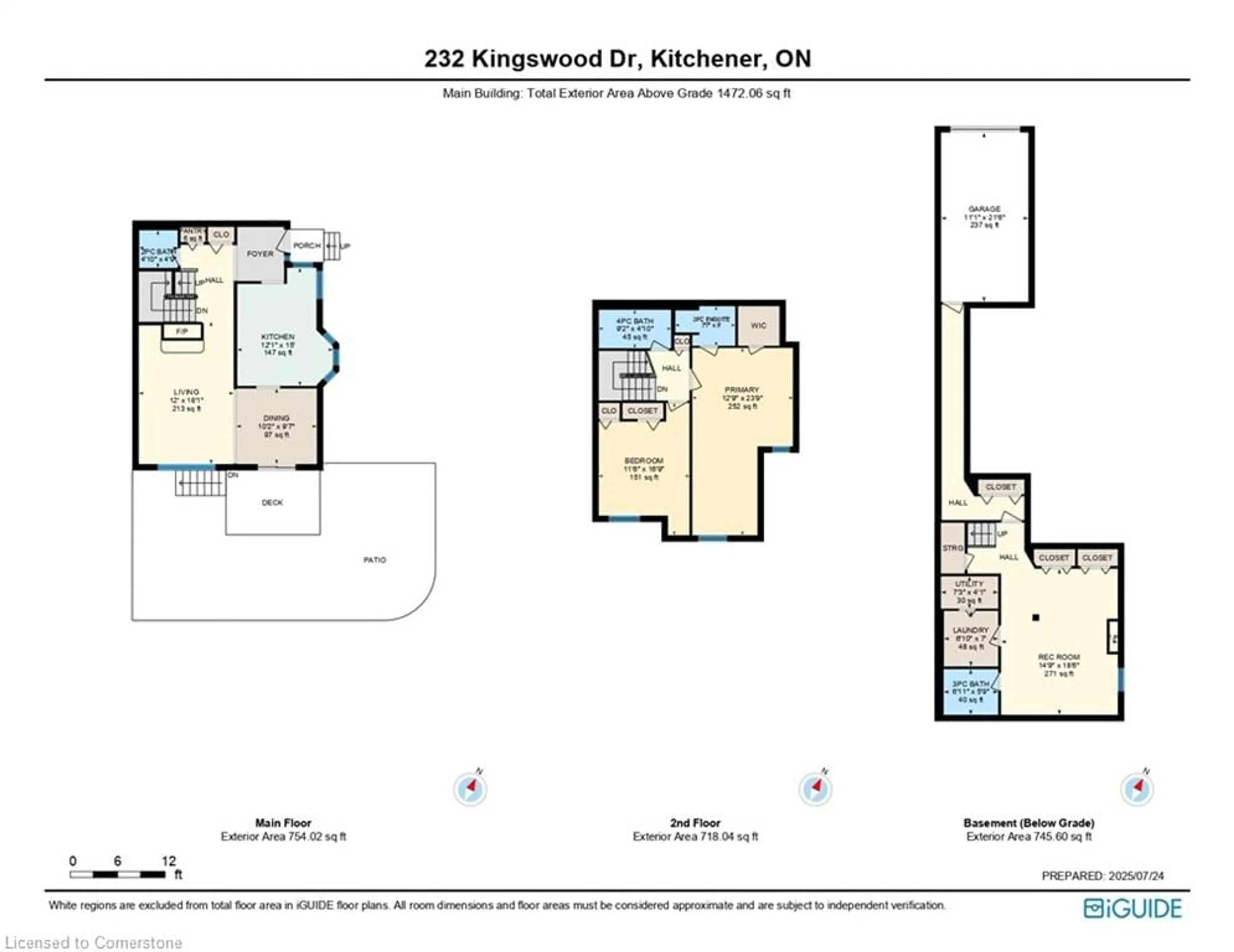 Floor plan for 232 Kingswood Dr #11, Kitchener Ontario N2E 2K2