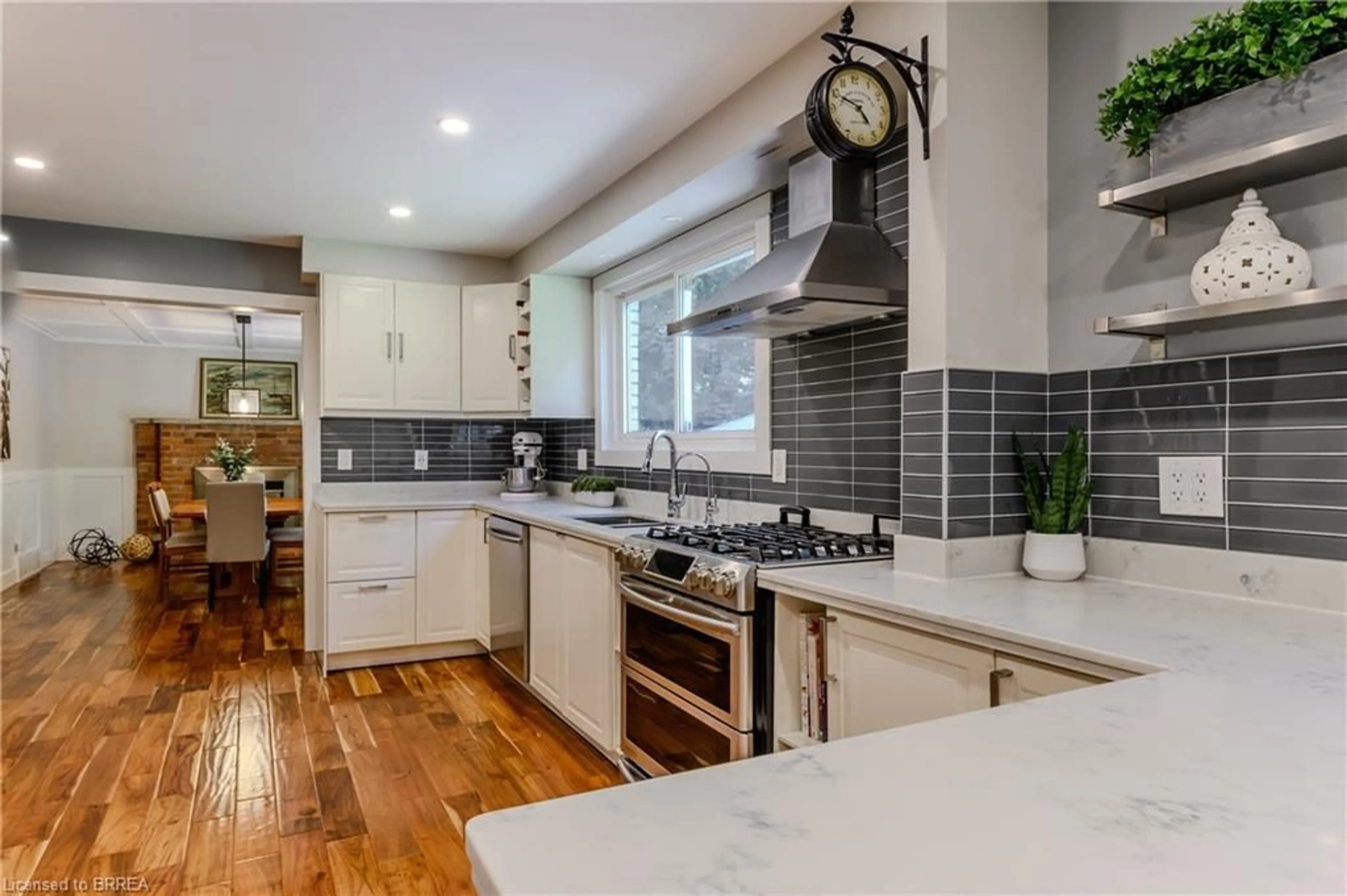 Open concept kitchen, ceramic/tile floor for 63 Veevers Dr, Hamilton Ontario L8K 5P6