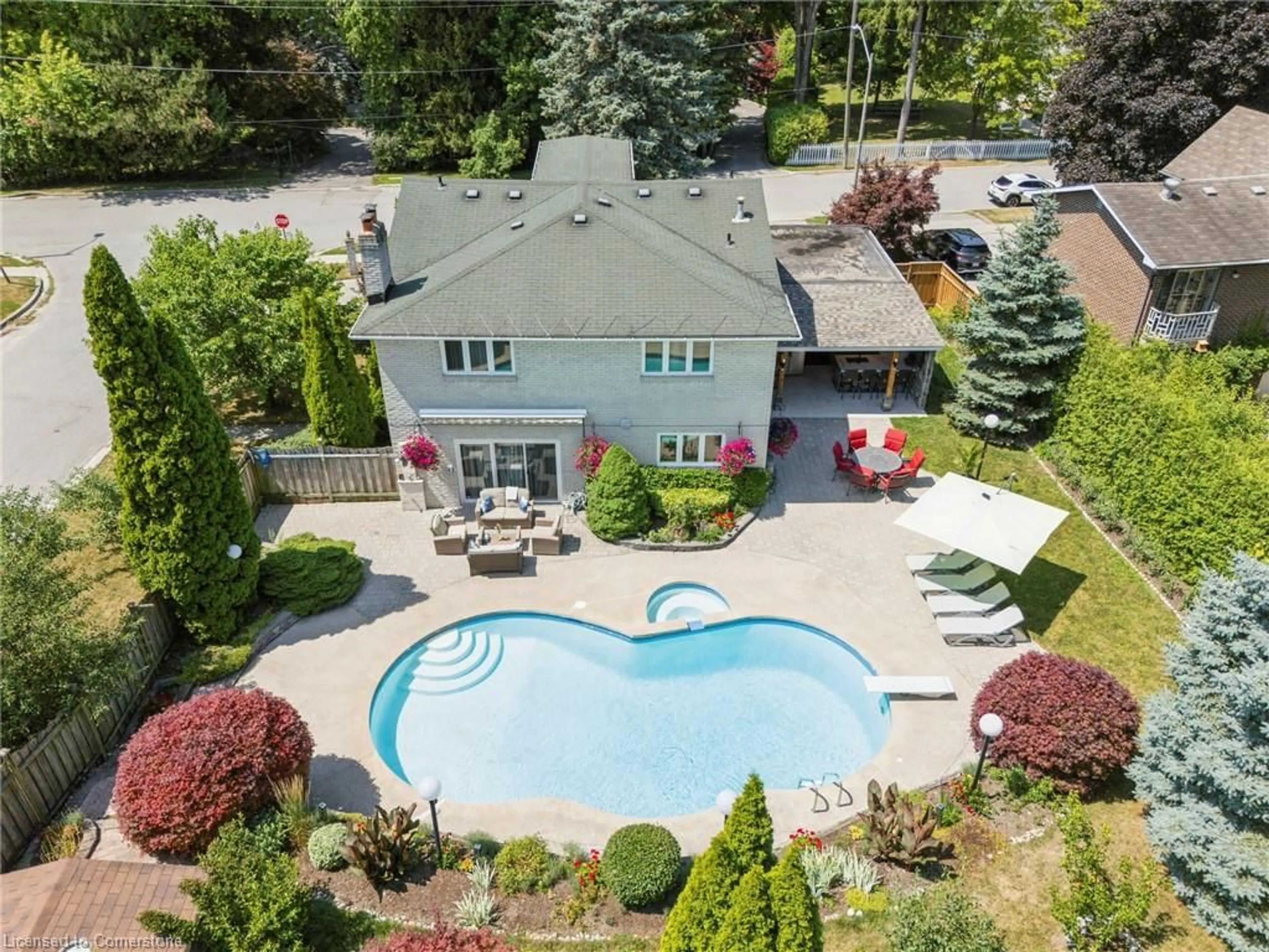 A pic from outside/outdoor area/front of a property/back of a property/a pic from drone, water/lake/river/ocean view for 77 German Mills Rd, Thornhill Ontario L3T 4H8