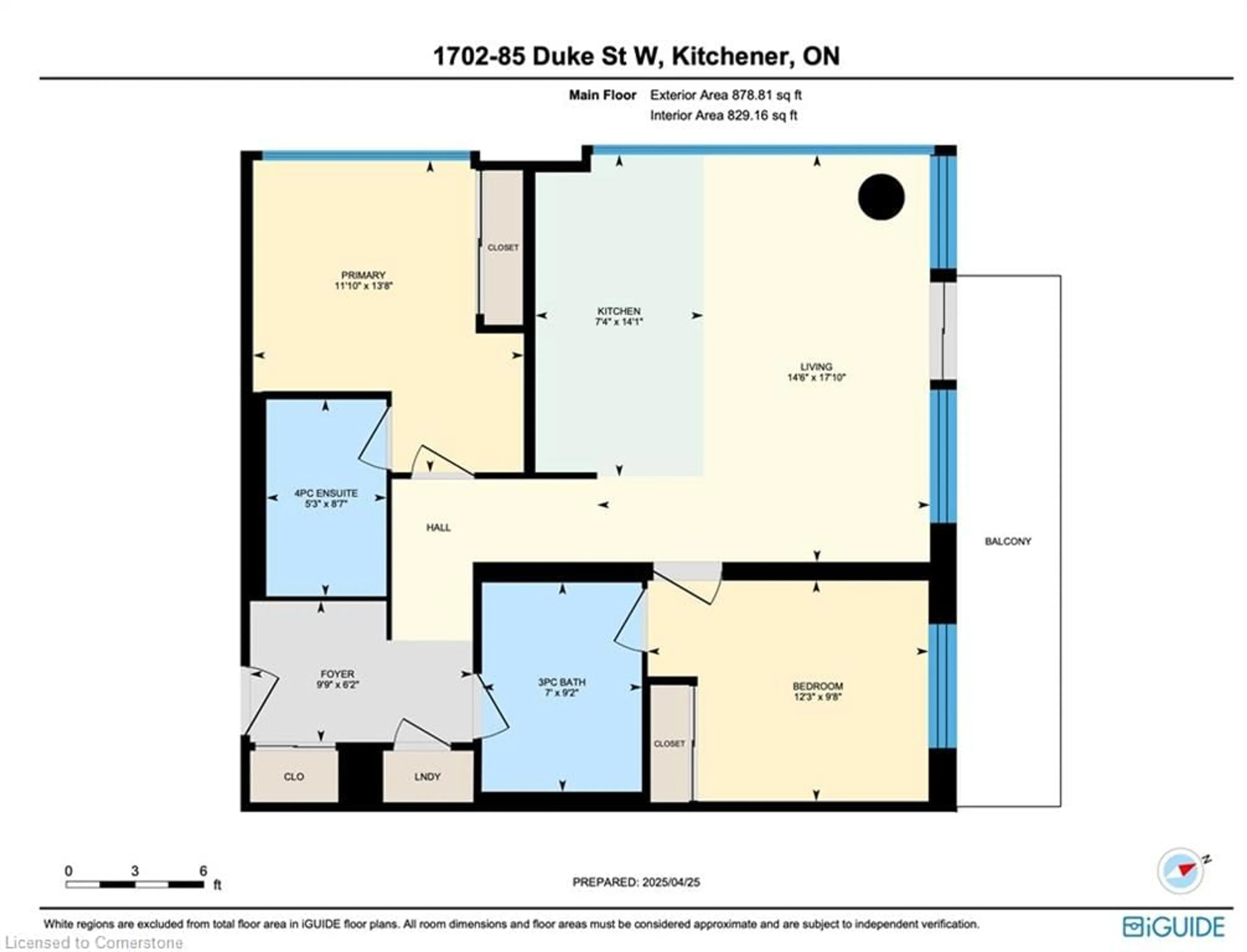 Floor plan for 85 Duke St #1702, Kitchener Ontario N2H 0B7