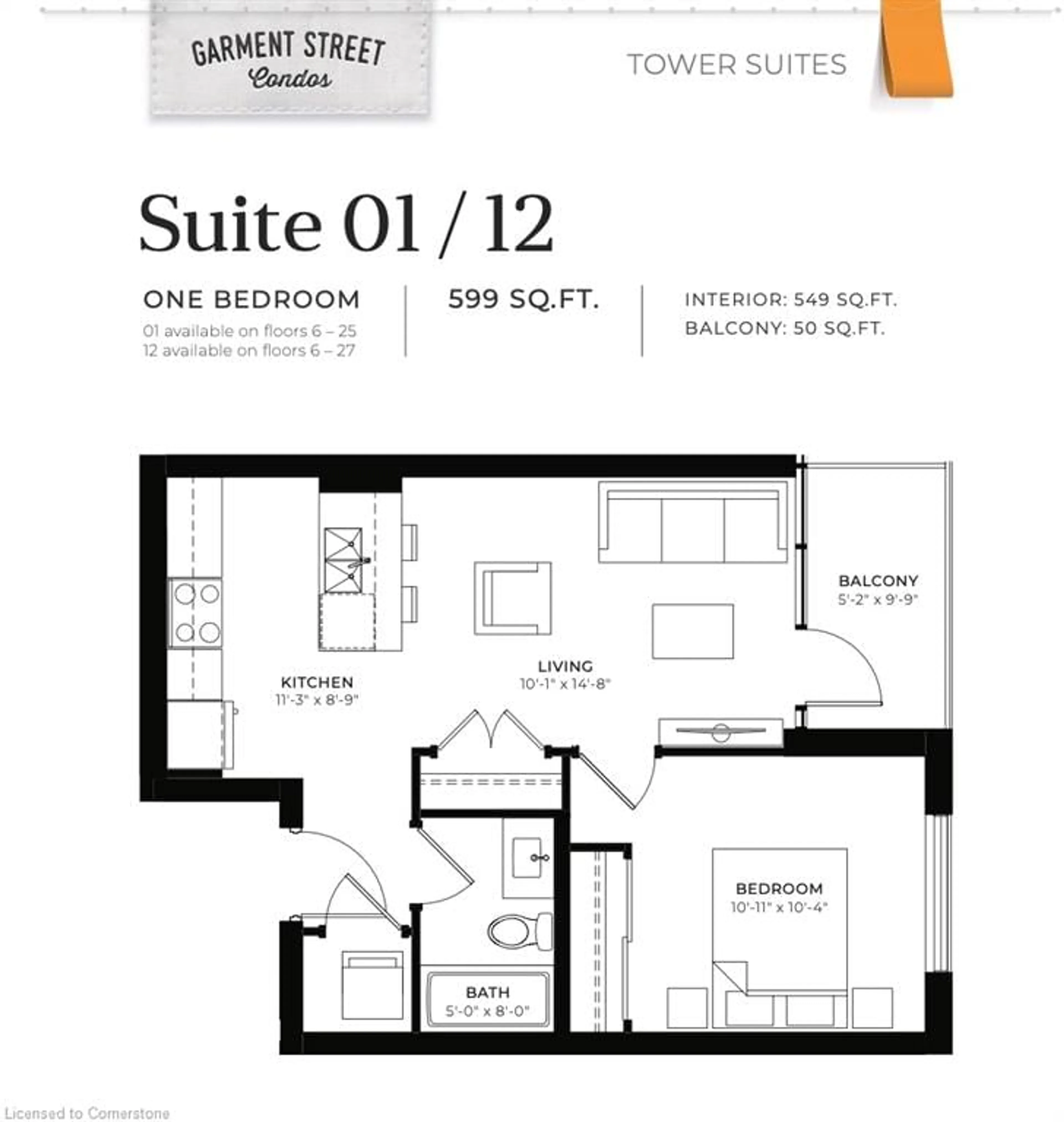 Floor plan for 108 Garment St #1101, Kitchener Ontario N2G 3B2