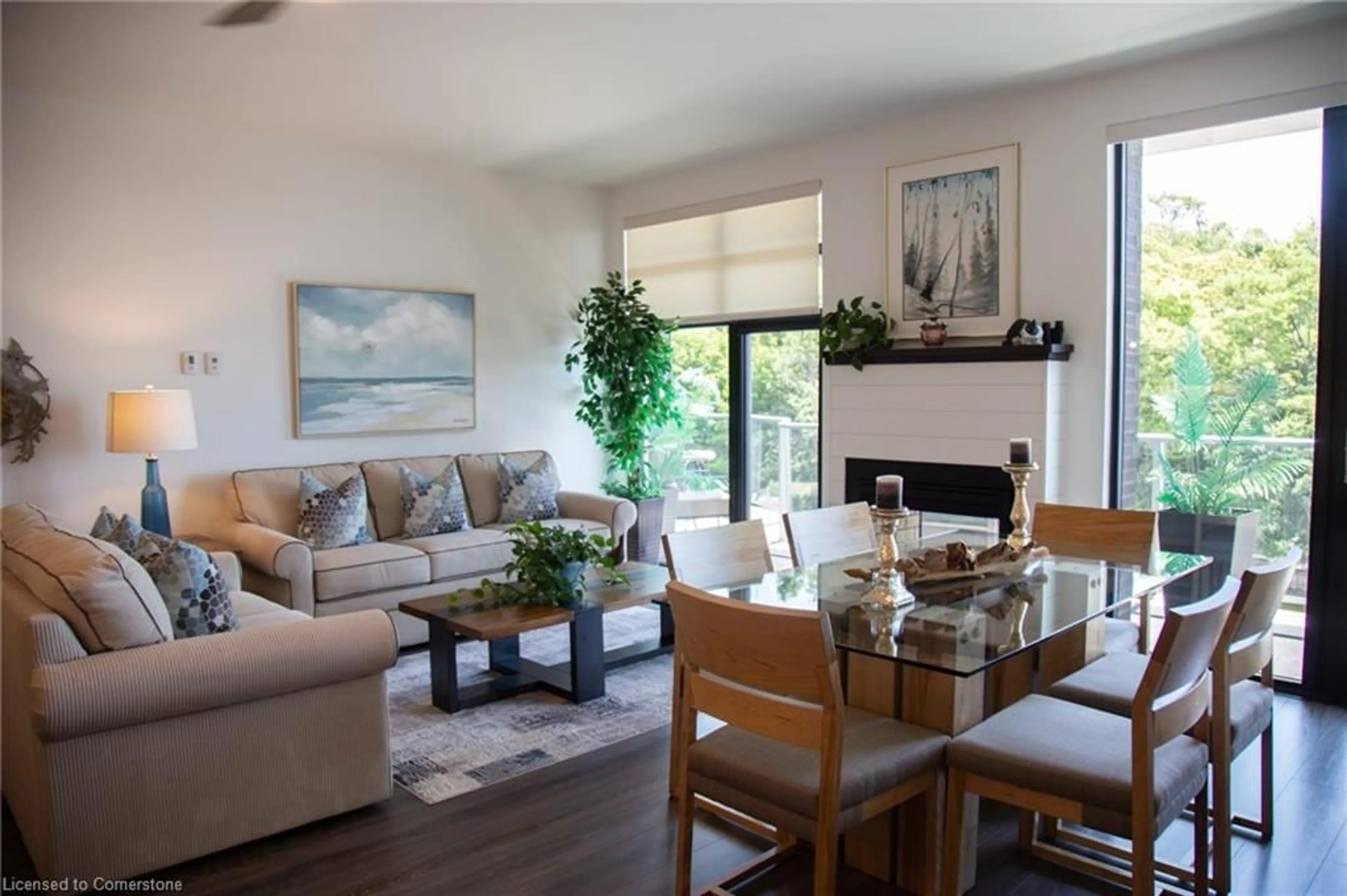 Living room with furniture, wood/laminate floor for 38 Harbour Street St #307, Port Dover Ontario N0A 1N0