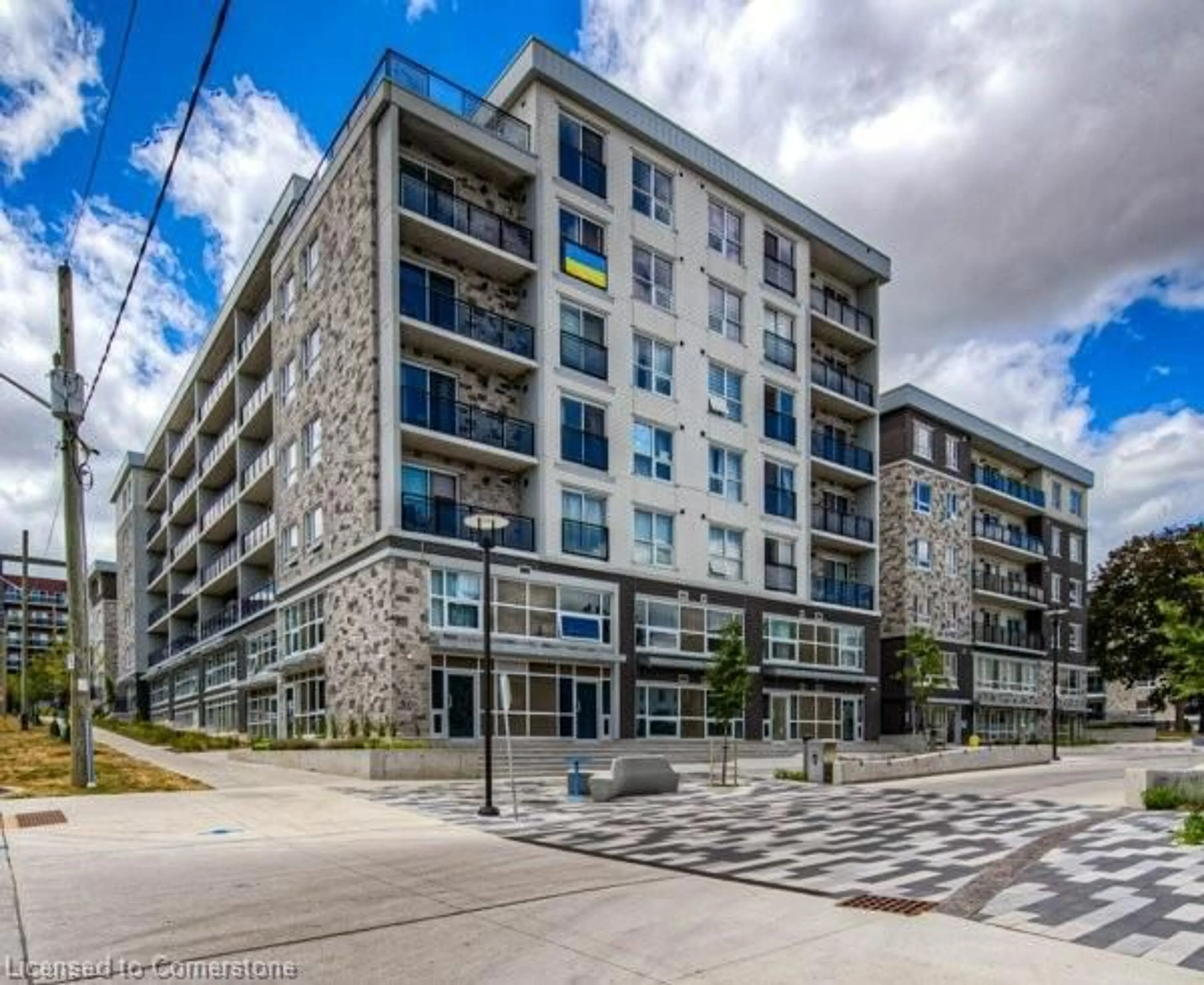 A pic from outside/outdoor area/front of a property/back of a property/a pic from drone, street for 275 Larch St #F311, Waterloo Ontario N2L 3R2