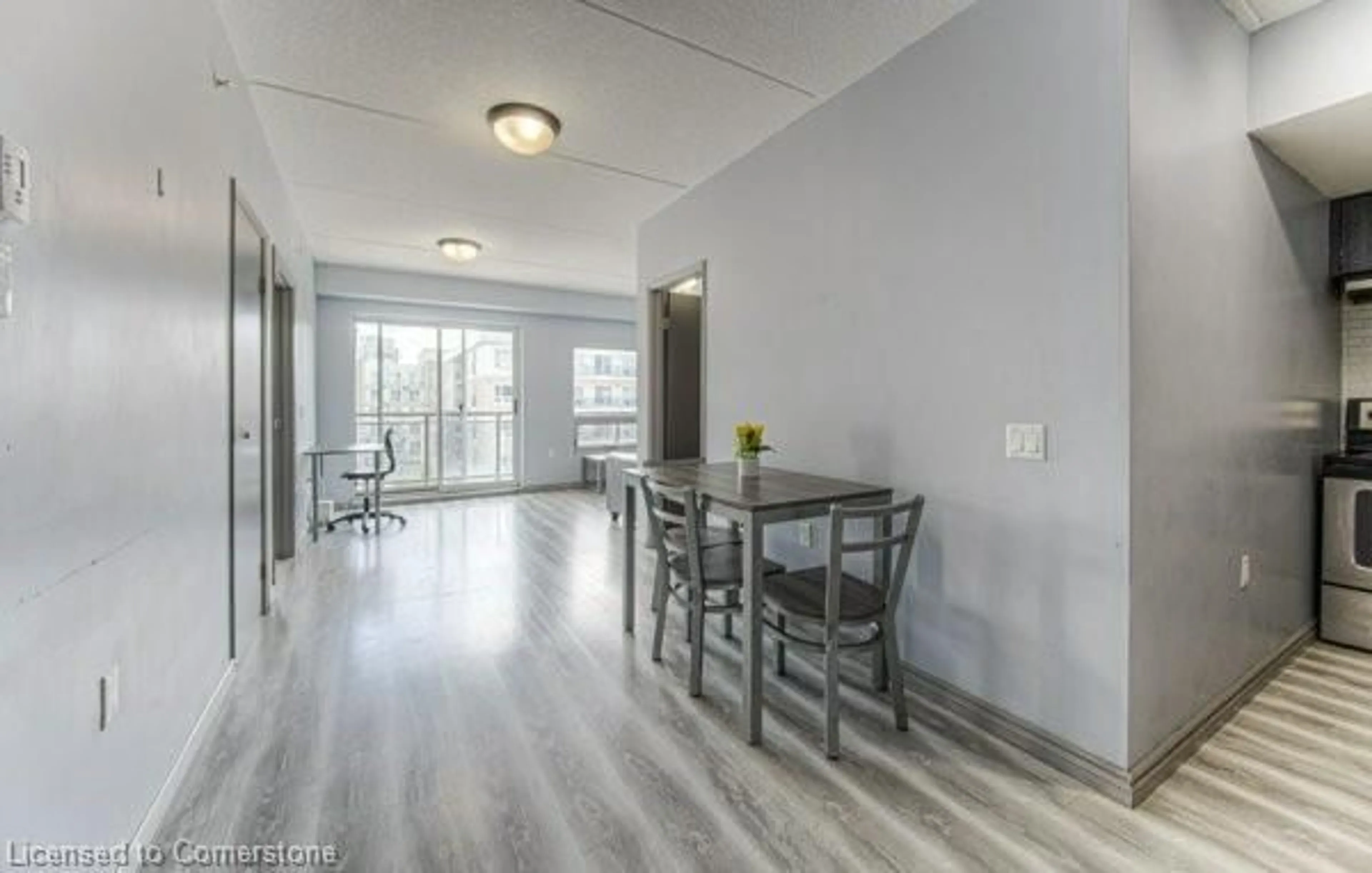 Dining room, wood/laminate floor for 275 Larch St #F311, Waterloo Ontario N2L 3R2
