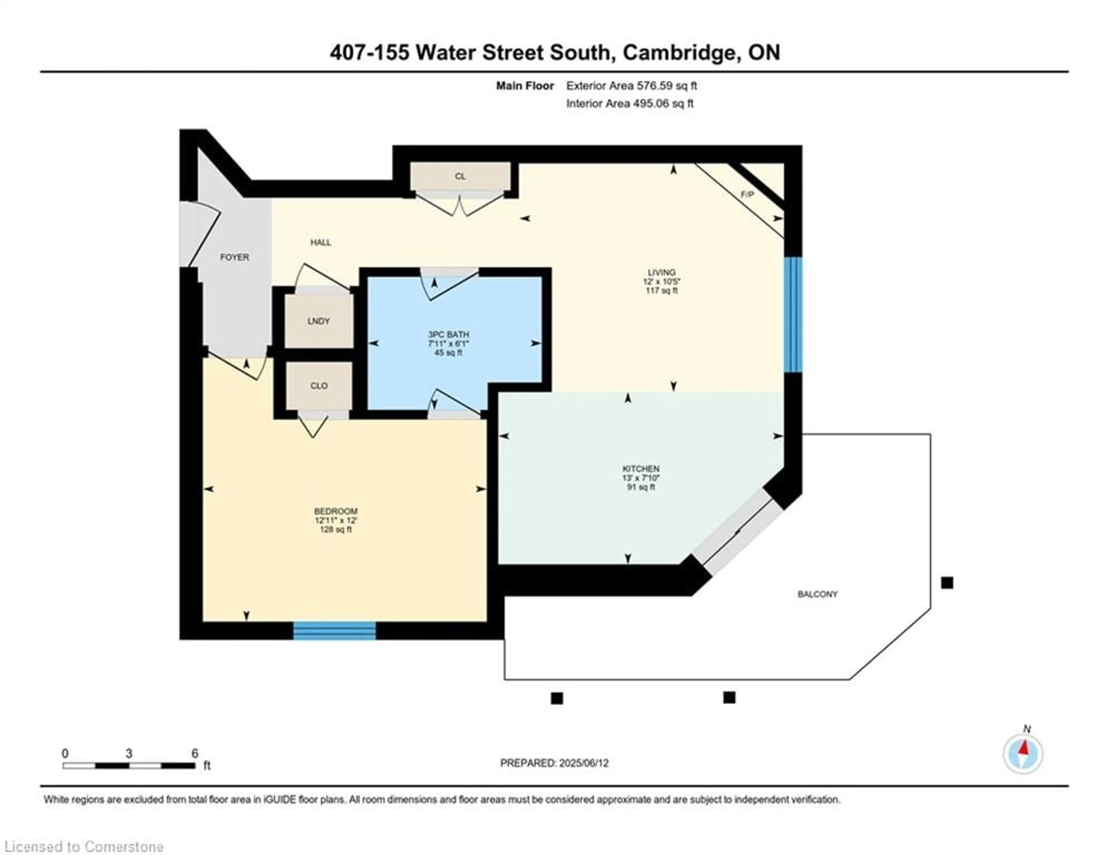 Floor plan for 155 Water St #407, Cambridge Ontario N1R 3E3