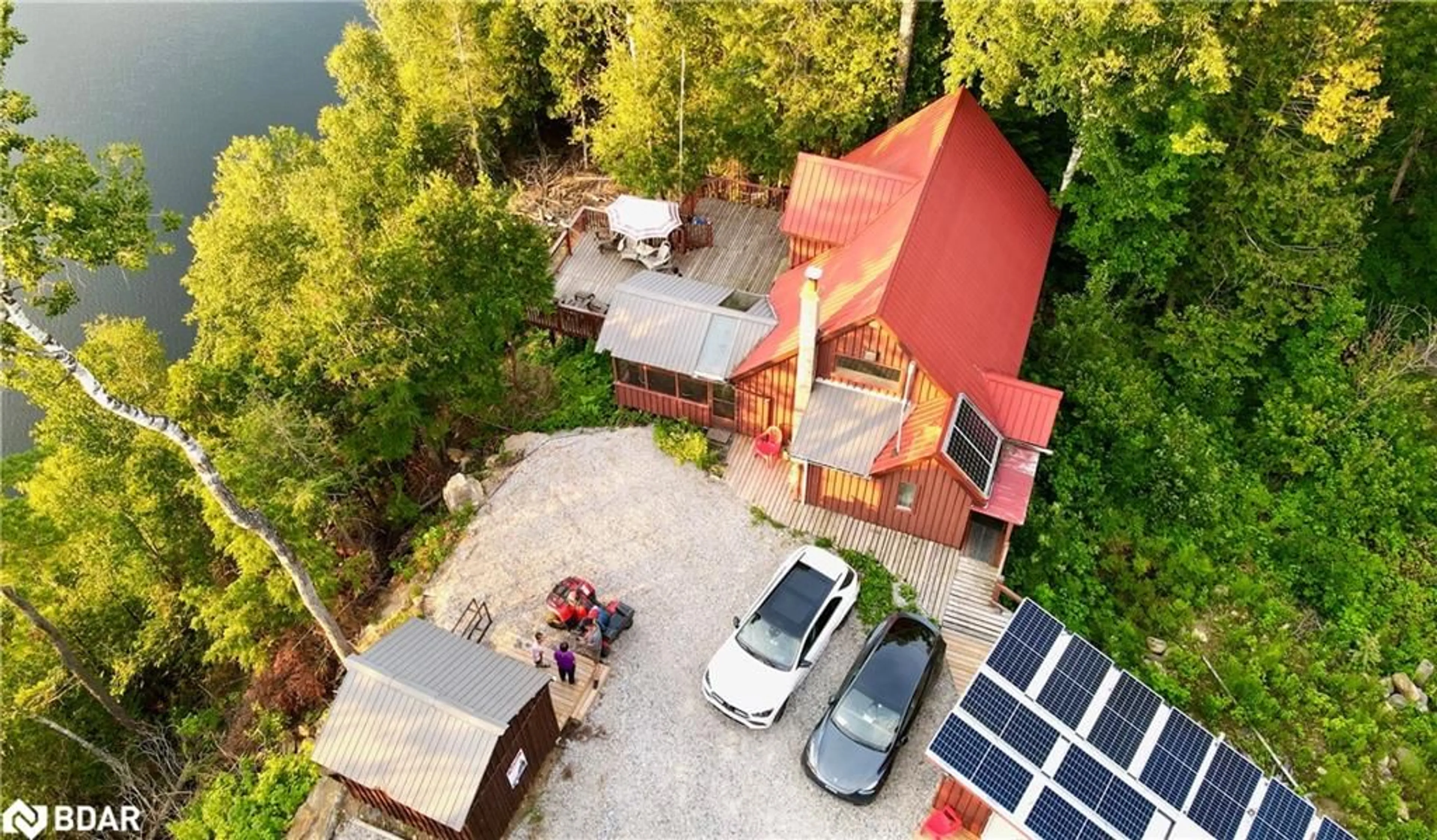 A pic from outside/outdoor area/front of a property/back of a property/a pic from drone, water/lake/river/ocean view for 376 Faradale Crt, Faraday Ontario K0L 1C0