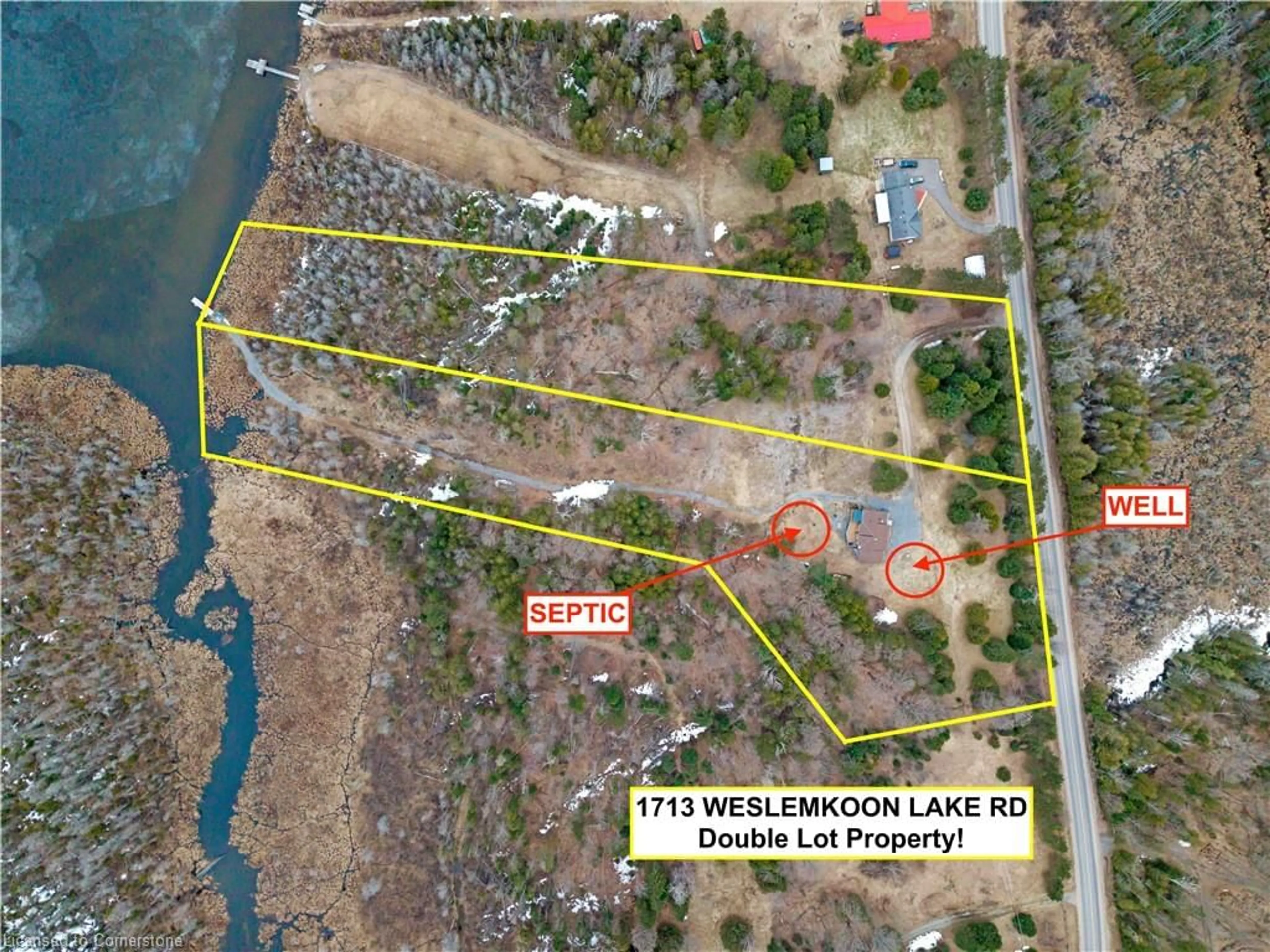 A pic from outside/outdoor area/front of a property/back of a property/a pic from drone, water/lake/river/ocean view for 1713 Weslemkoon Lake Rd, Gilmour Ontario K0L 1W0