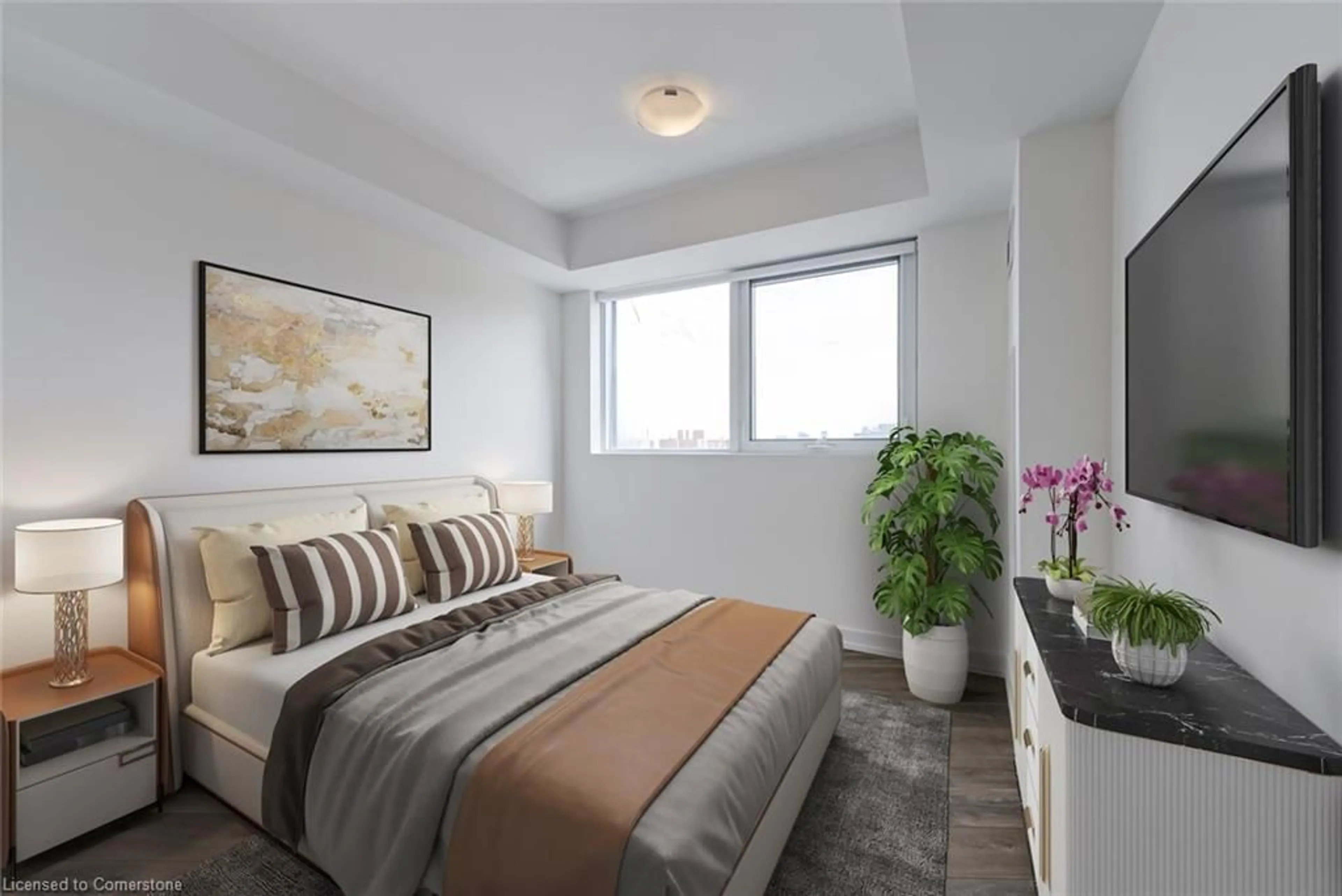 Bedroom with bed, carpet floor for 159 Wellesley St #708, Toronto Ontario M4Y 0H5