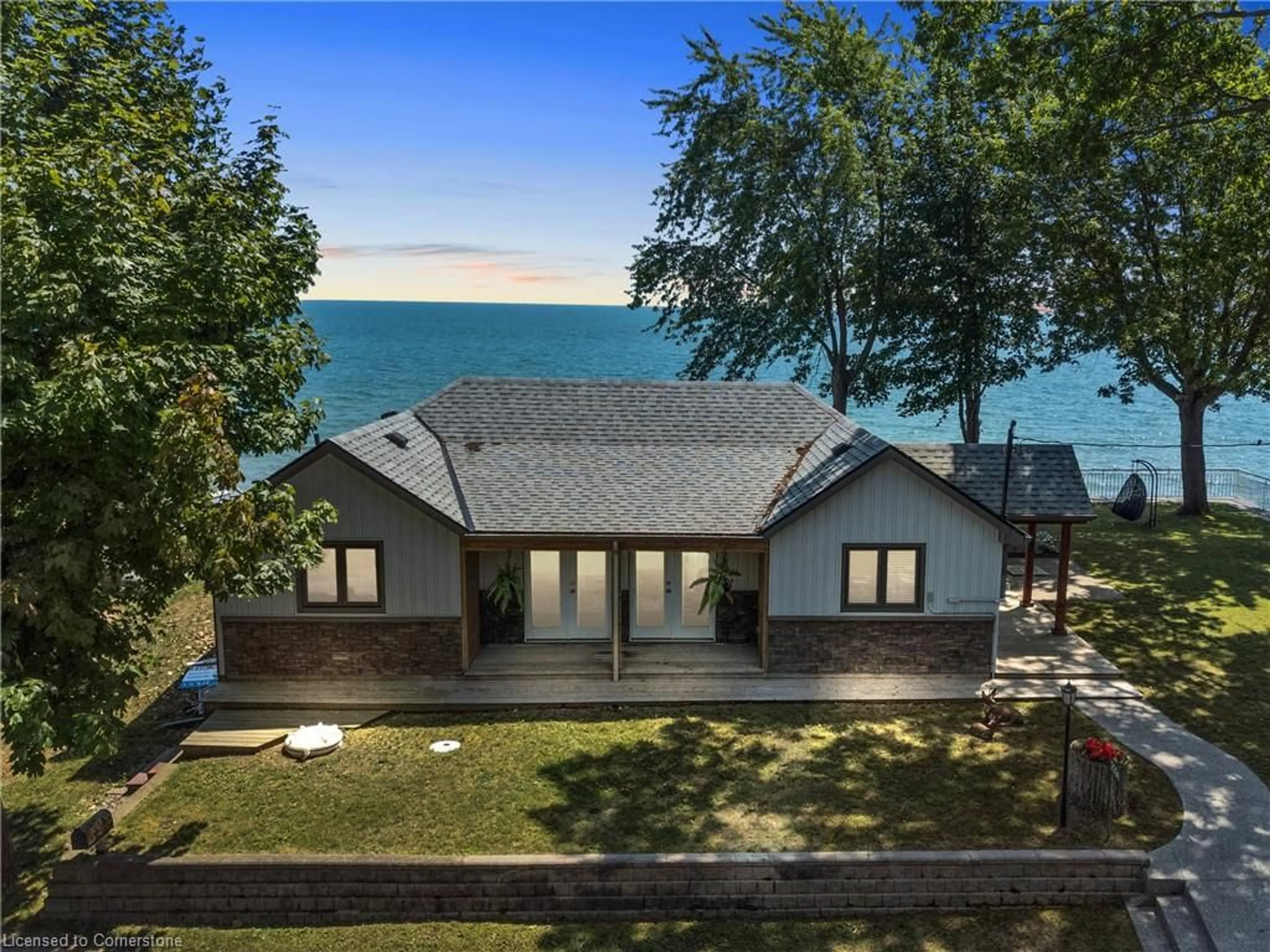 A pic from outside/outdoor area/front of a property/back of a property/a pic from drone, water/lake/river/ocean view for 2094 Lakeshore Rd, Dunnville Ontario N1A 2W8