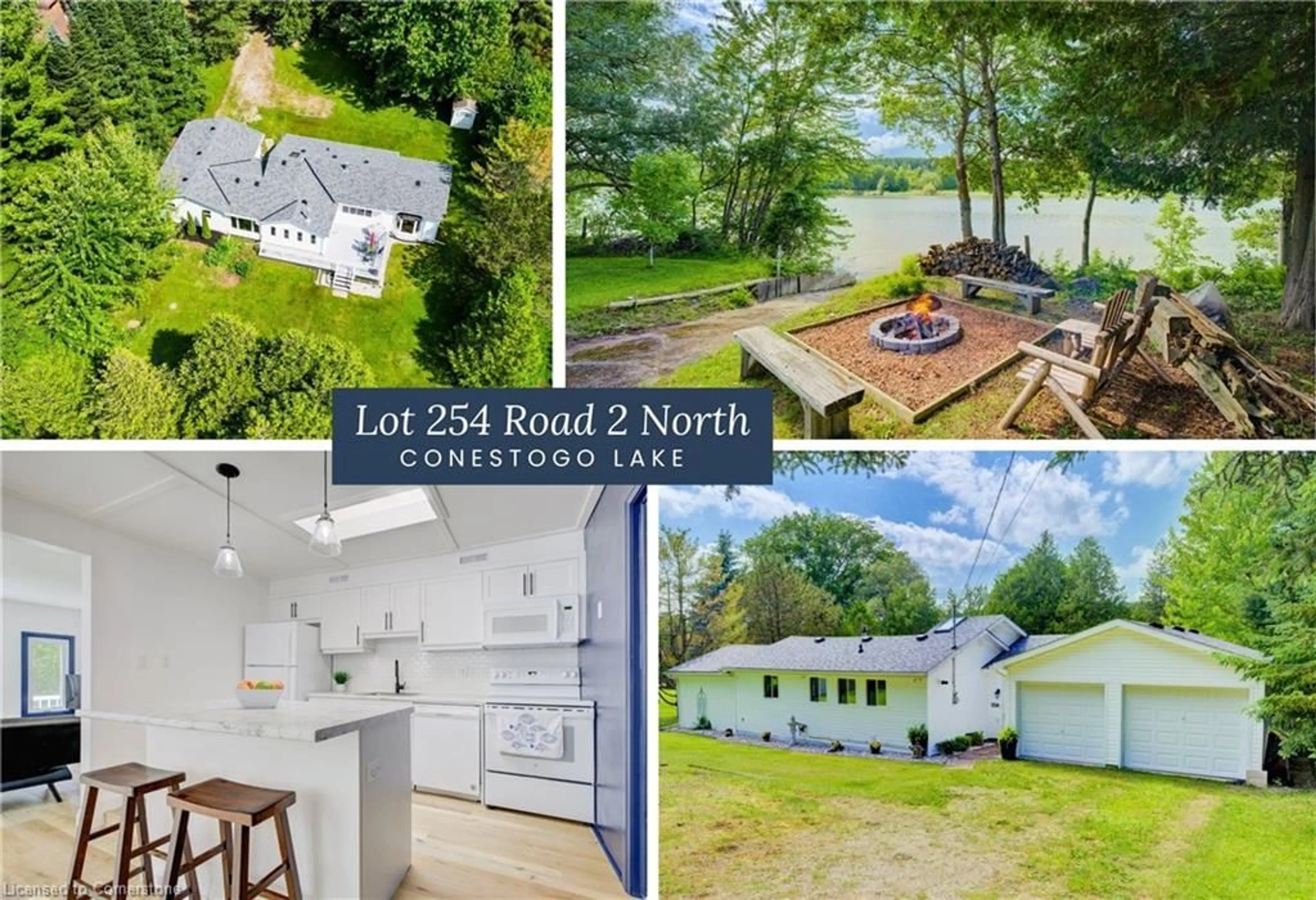 A pic from outside/outdoor area/front of a property/back of a property/a pic from drone, water/lake/river/ocean view for 254 Road 2, Conestogo Lake Ontario N0G 1P0
