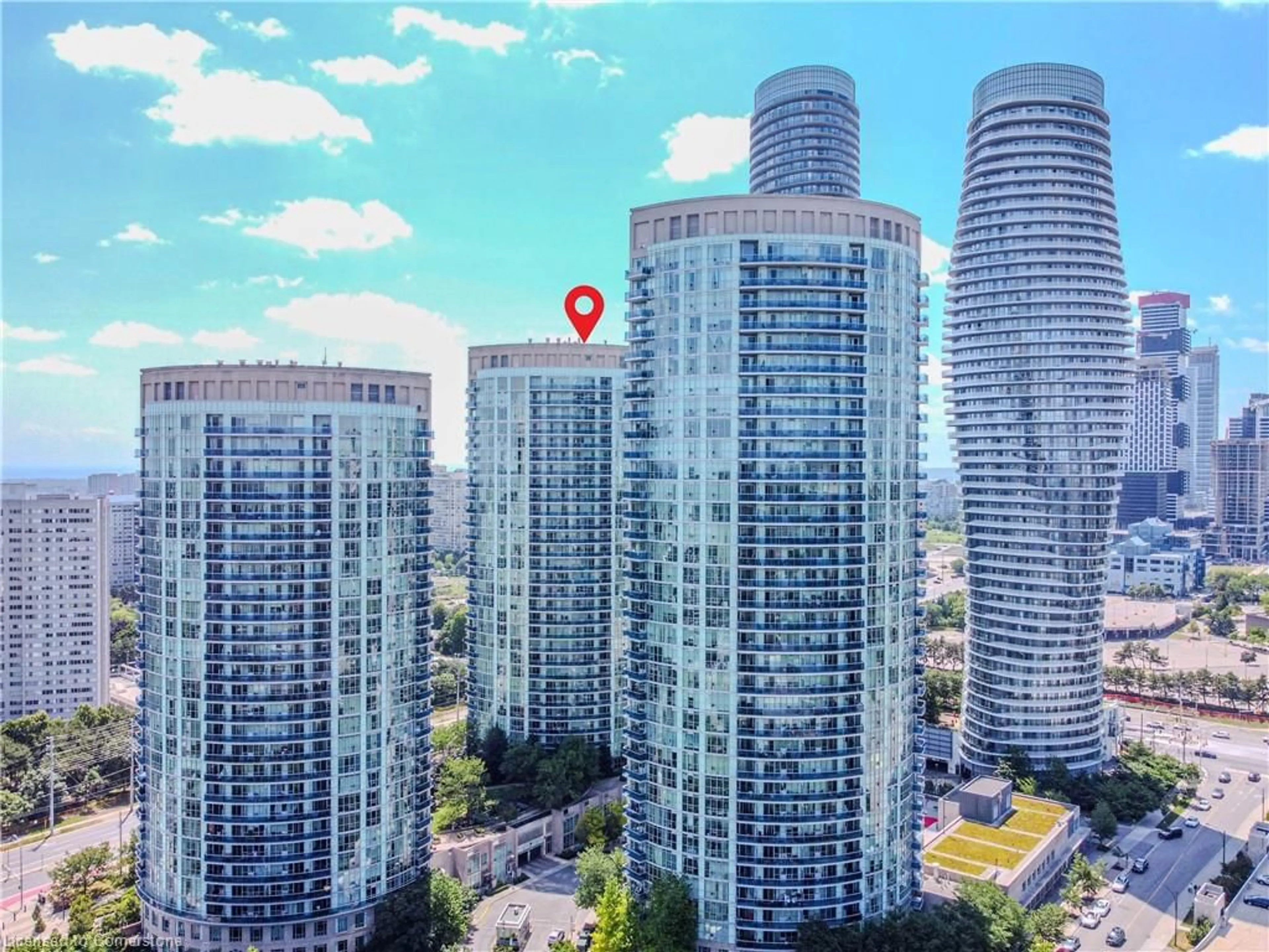 A pic from outside/outdoor area/front of a property/back of a property/a pic from drone, city buildings view from balcony for 70 Absolute Ave #1206, Mississauga Ontario L4Z 0A4