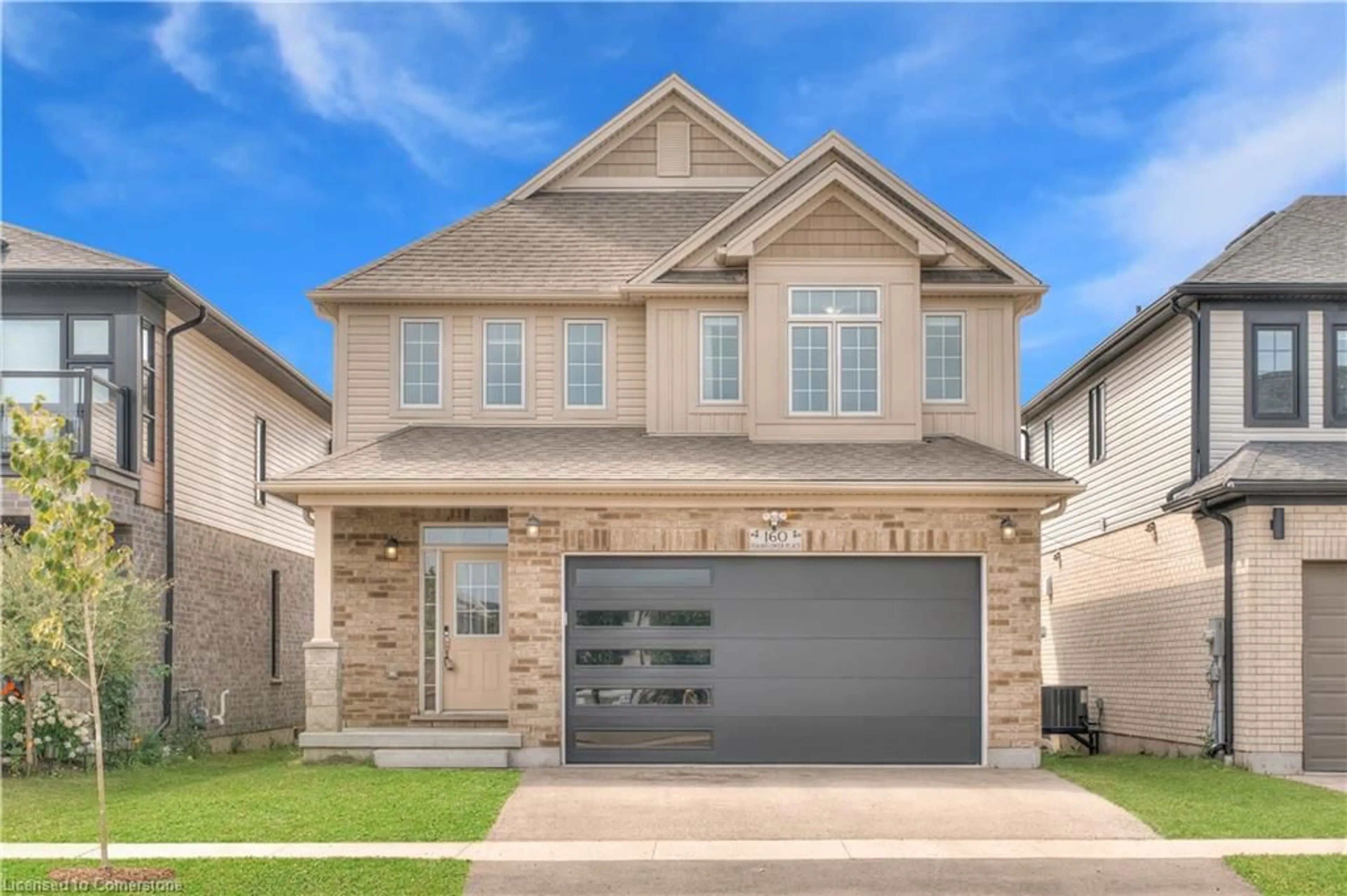 Home with brick exterior material, street for 160 Foamflower Pl, Waterloo Ontario N2V 0G9