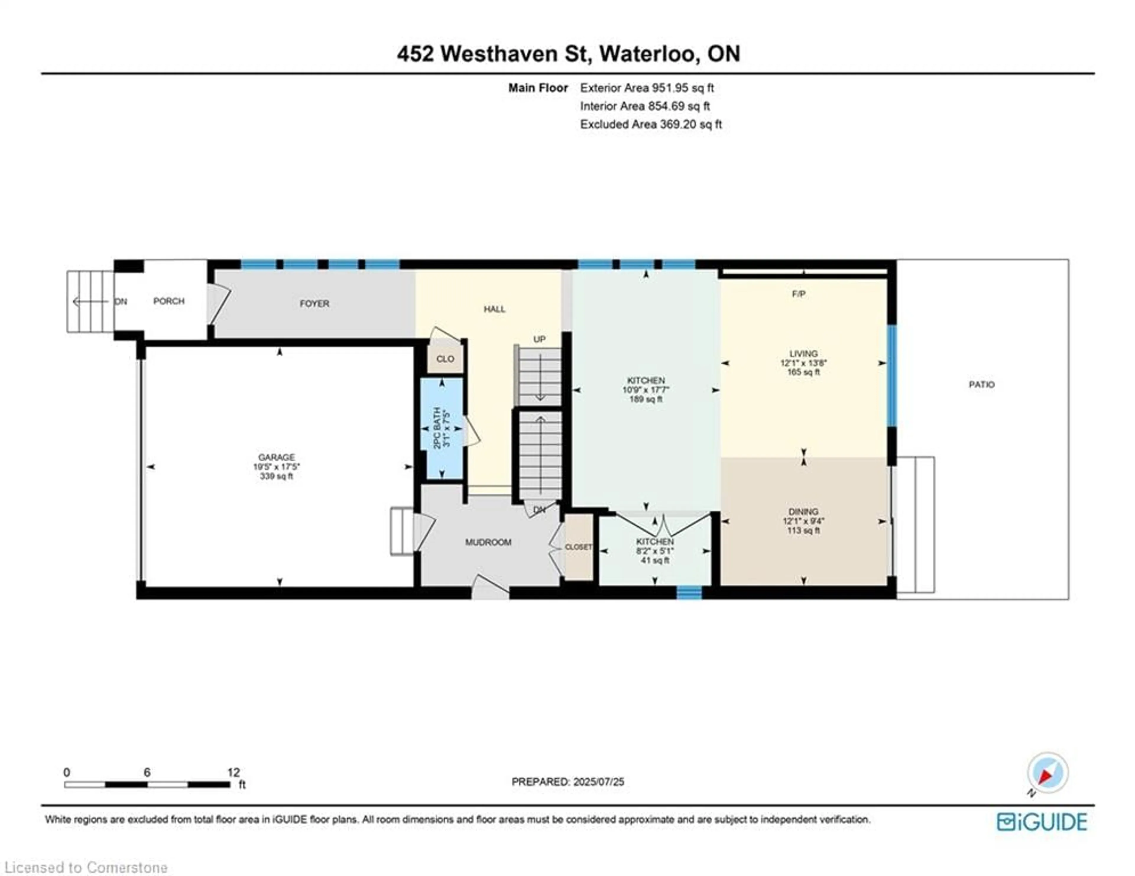 Floor plan for 452 Westhaven St, Waterloo Ontario N2T 0A4