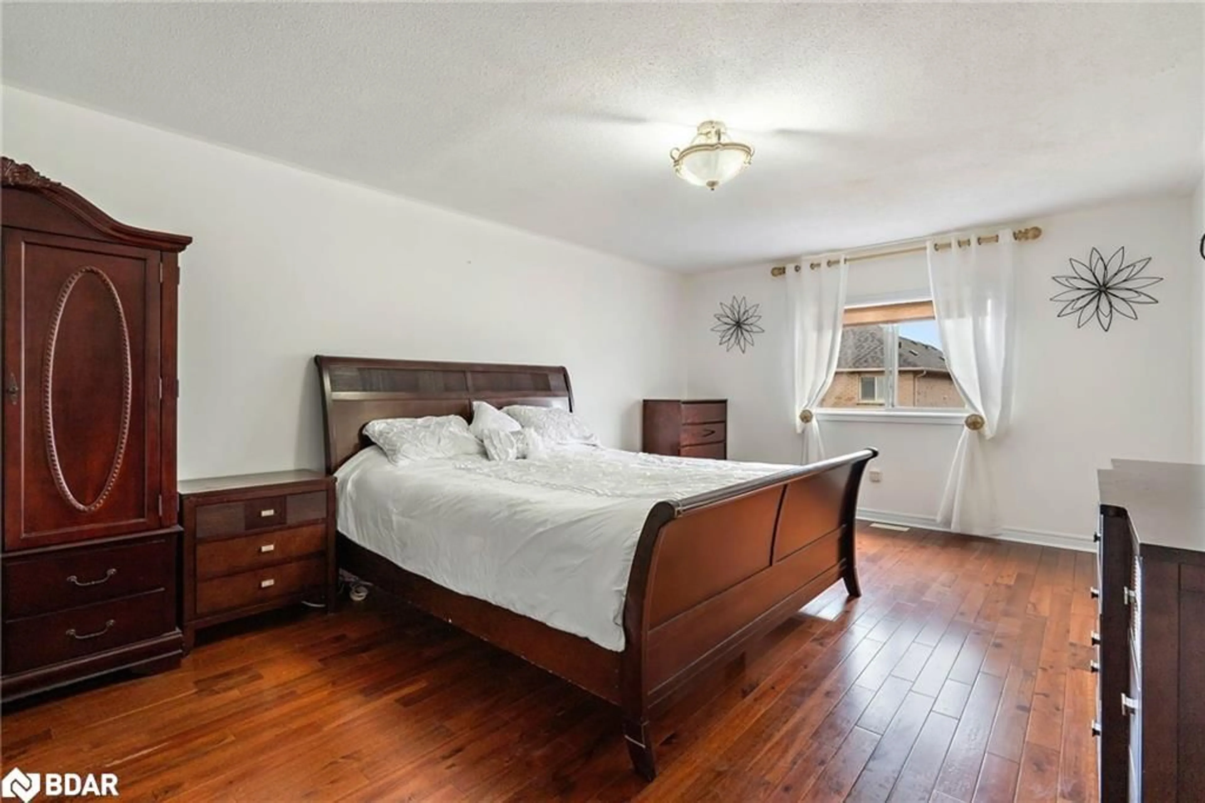 Bedroom with bed, wood/laminate floor for 43 Humbershed Cres, Bolton Ontario L7E 2X3