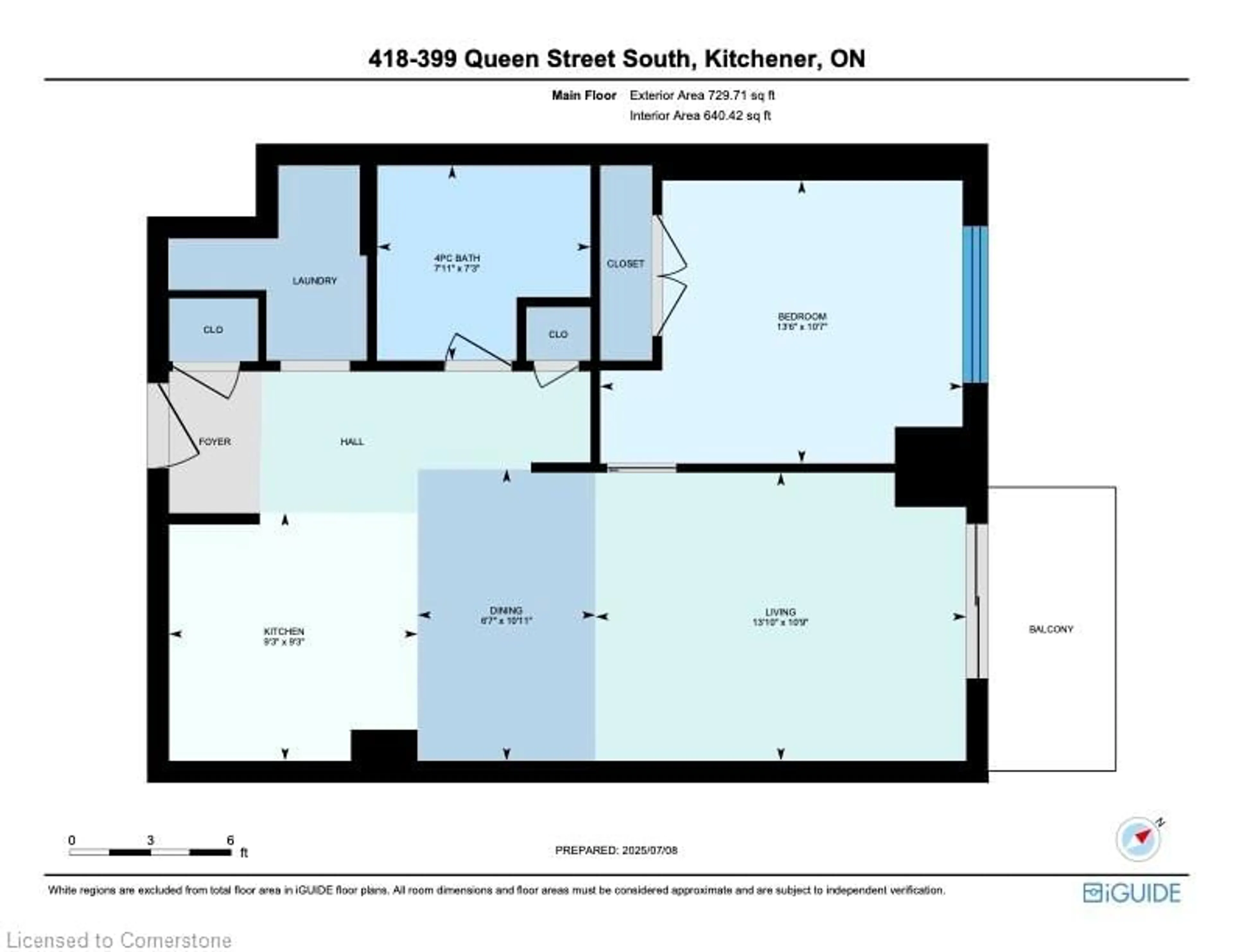 Floor plan for 399 Queen St #418, Kitchener Ontario N2G 0C4