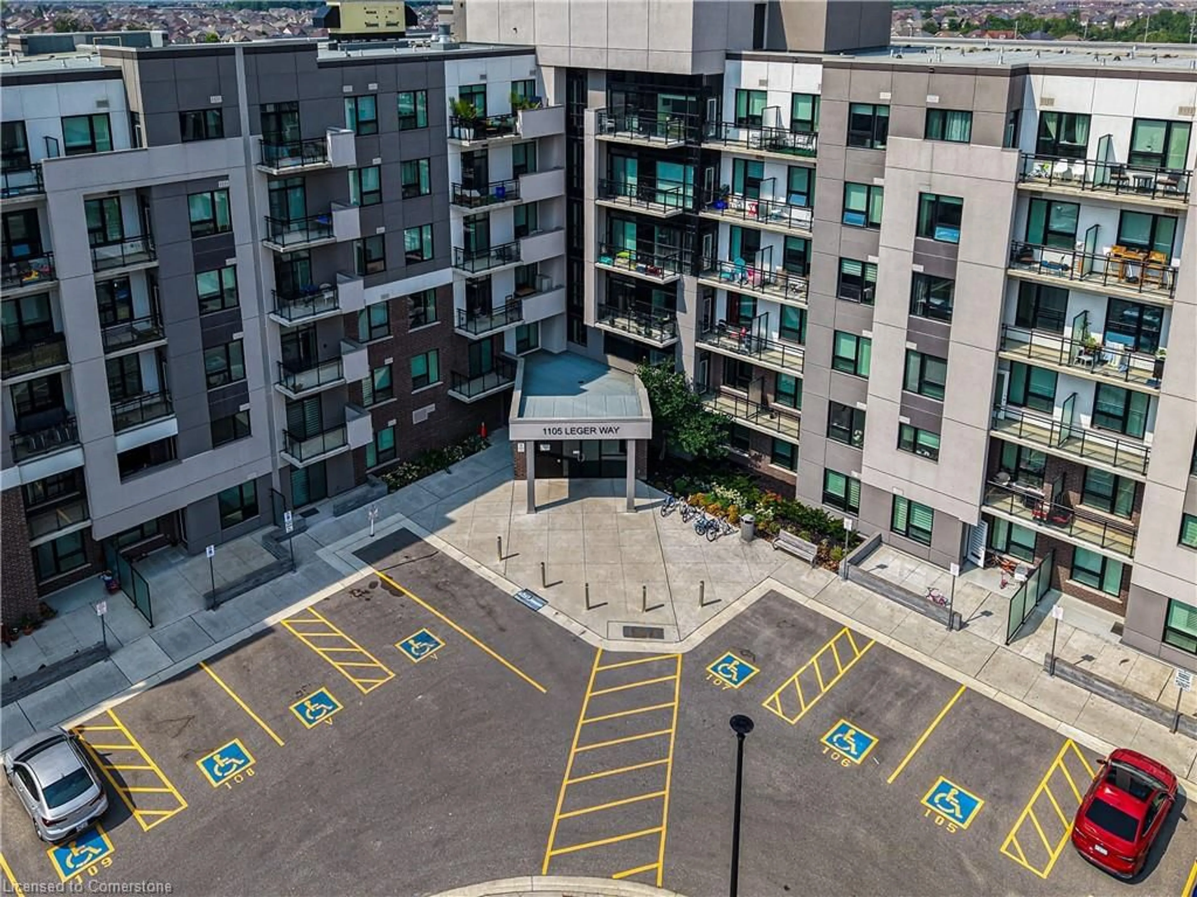 A pic from outside/outdoor area/front of a property/back of a property/a pic from drone, unknown for 1105 Leger Way #210, Milton Ontario L9E 1K7