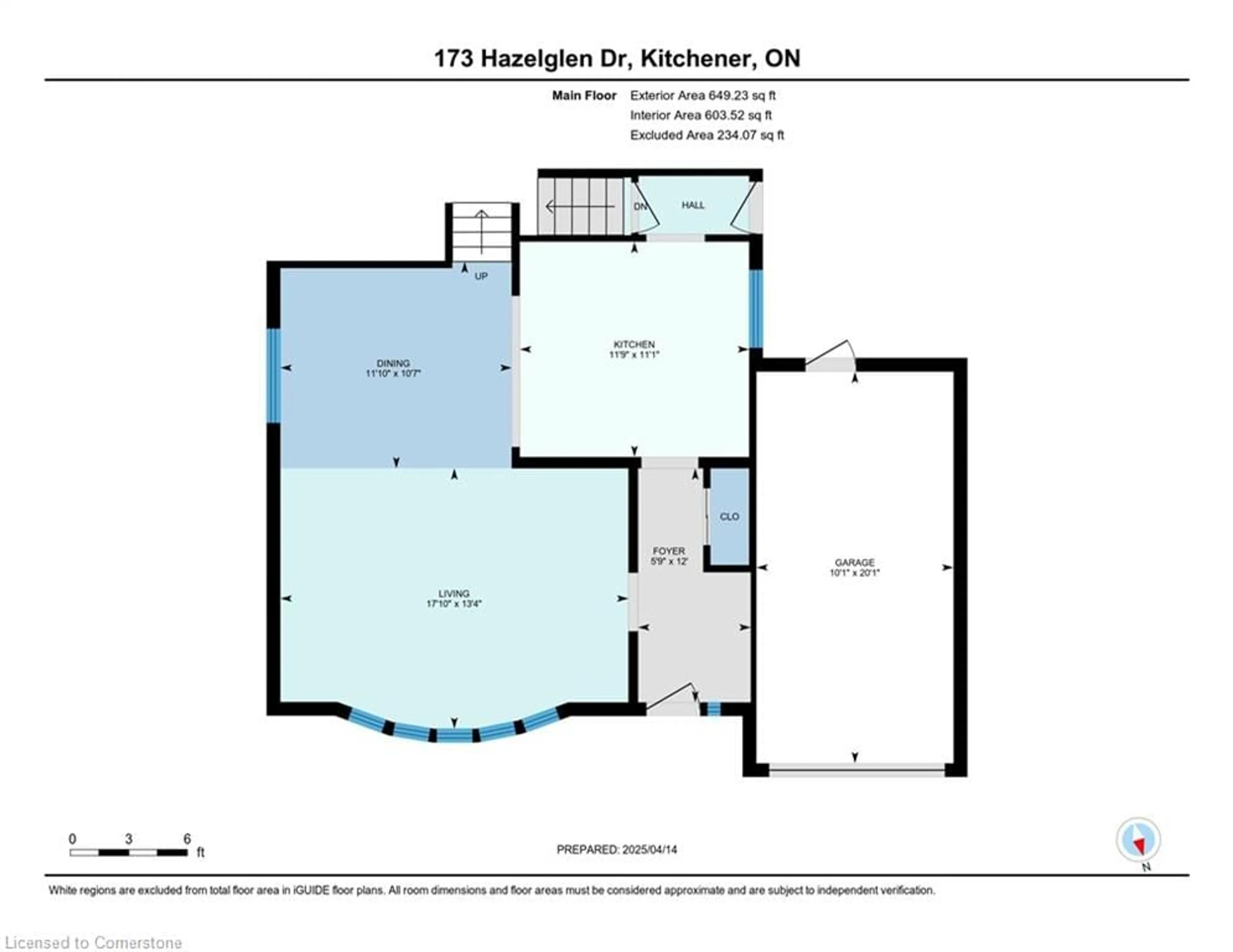 Floor plan for 173 Hazelglen Dr, Kitchener Ontario N2M 2E6