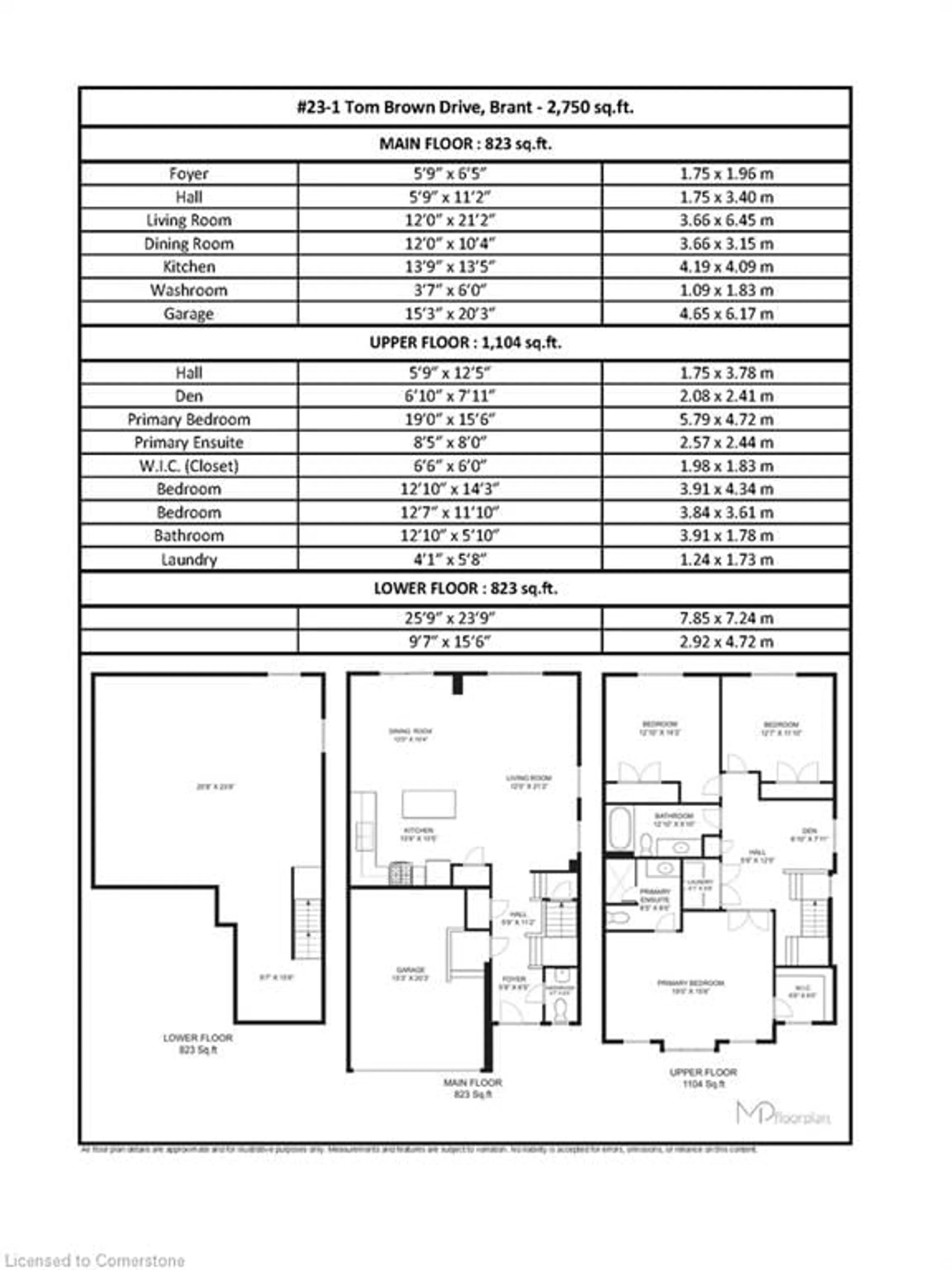 Floor plan for 1 Tom Brown Dr #23, Paris Ontario N3L 0H8