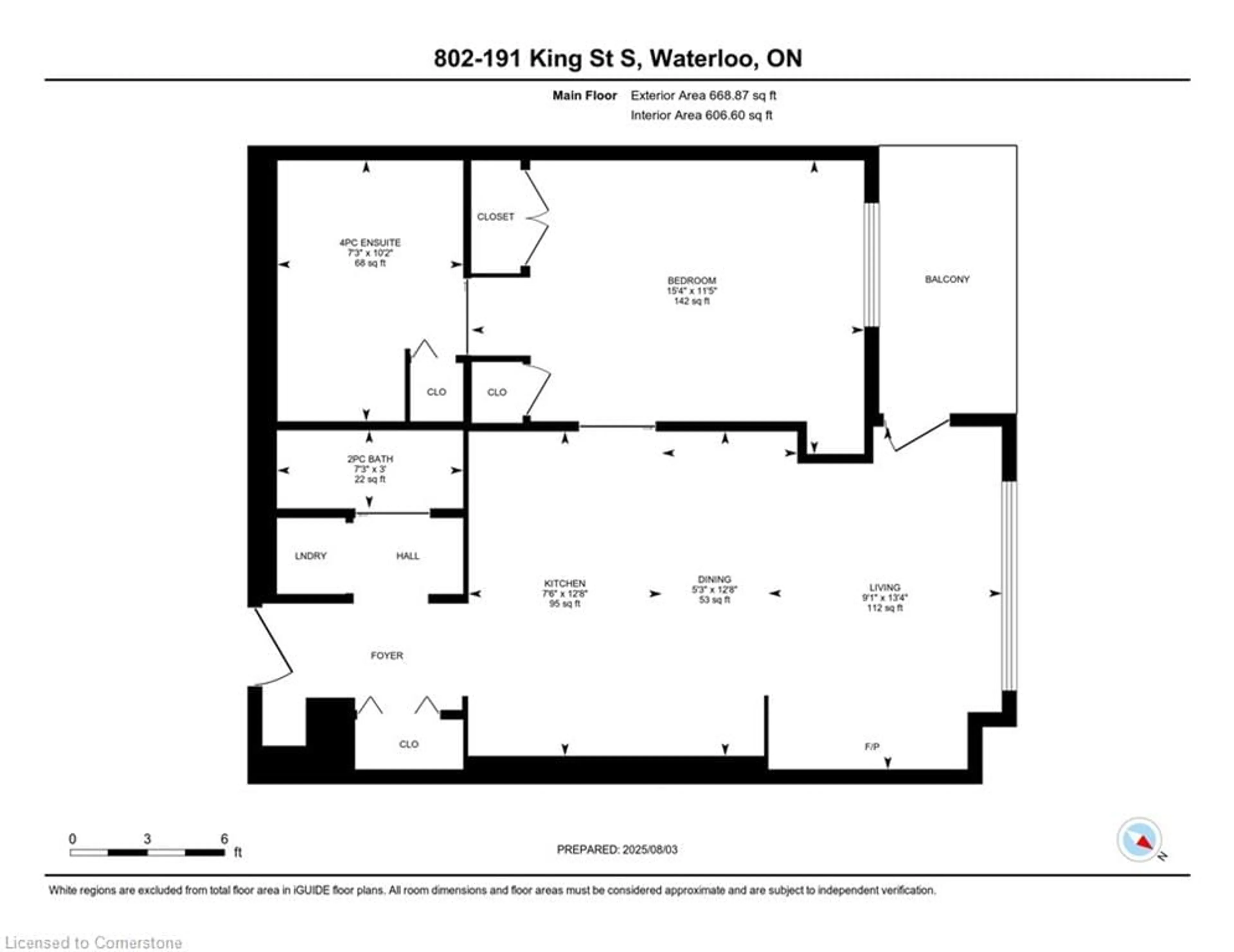 Floor plan for 191 King St #802, Waterloo Ontario N2J 1R1