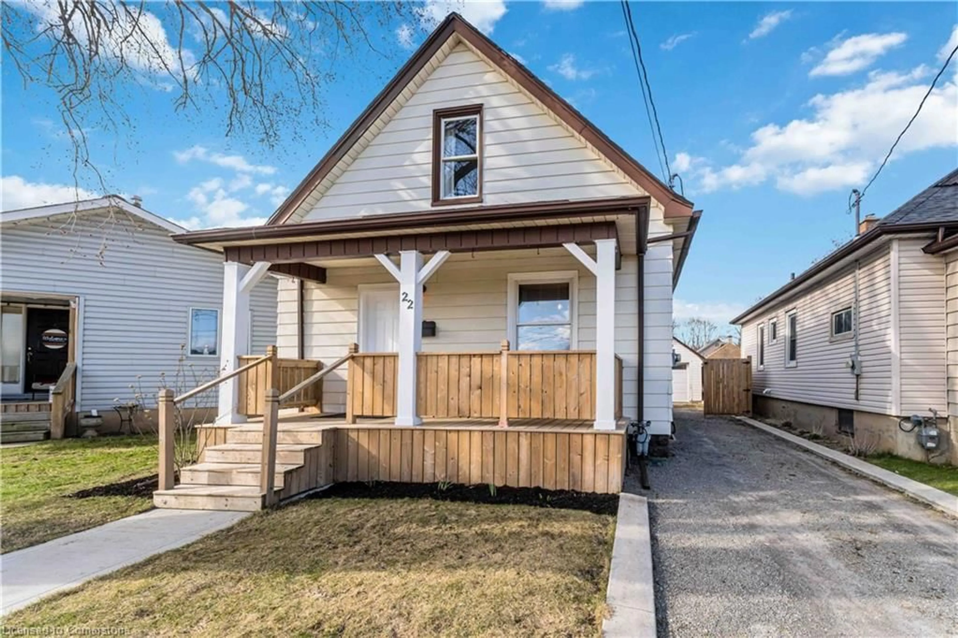Home with vinyl exterior material, street for 22 Bertram St, St. Catharines Ontario L2R 1A8