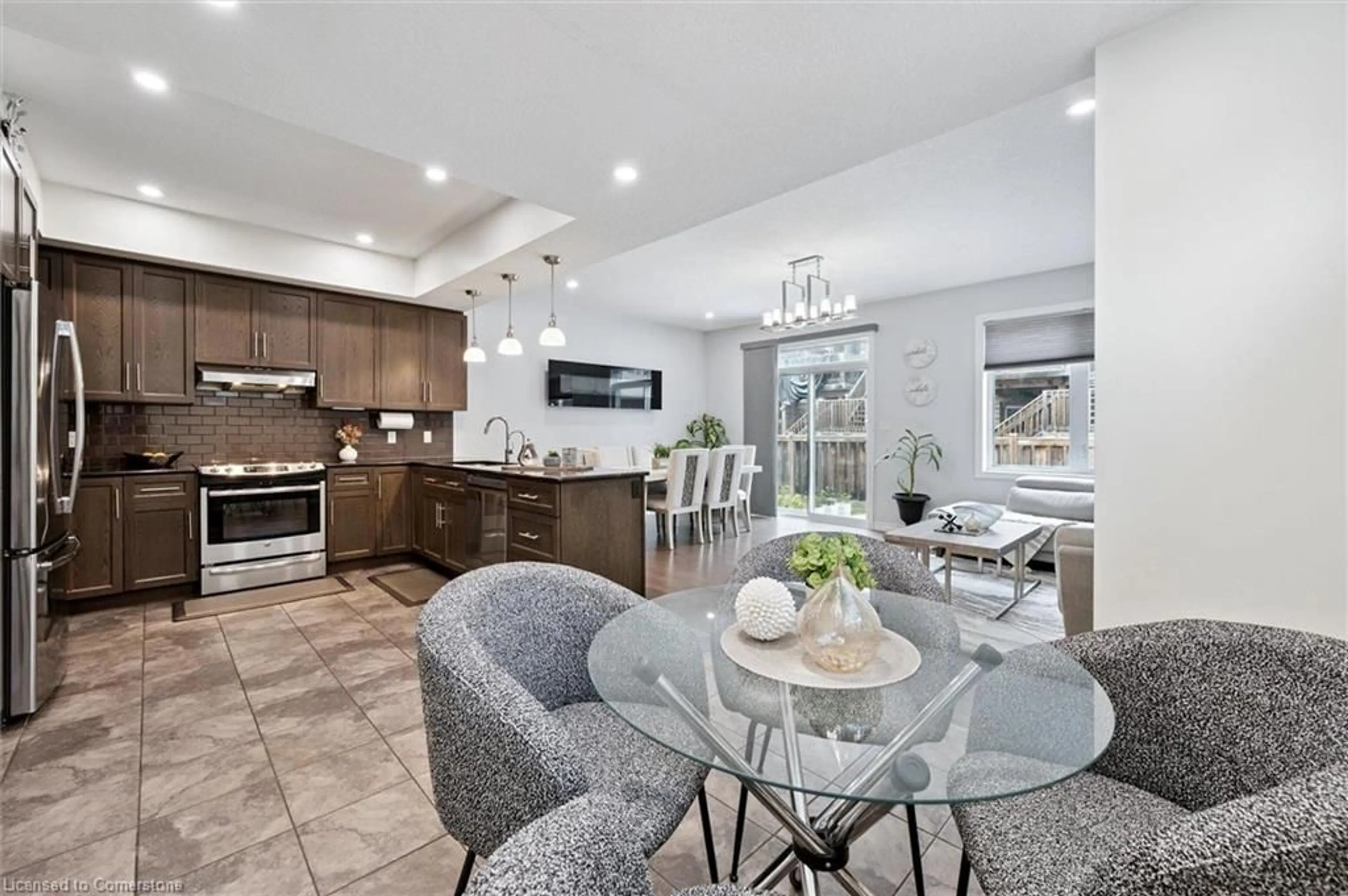 Open concept kitchen, ceramic/tile floor for 68 York Rd #B, Guelph Ontario N1E 3E6