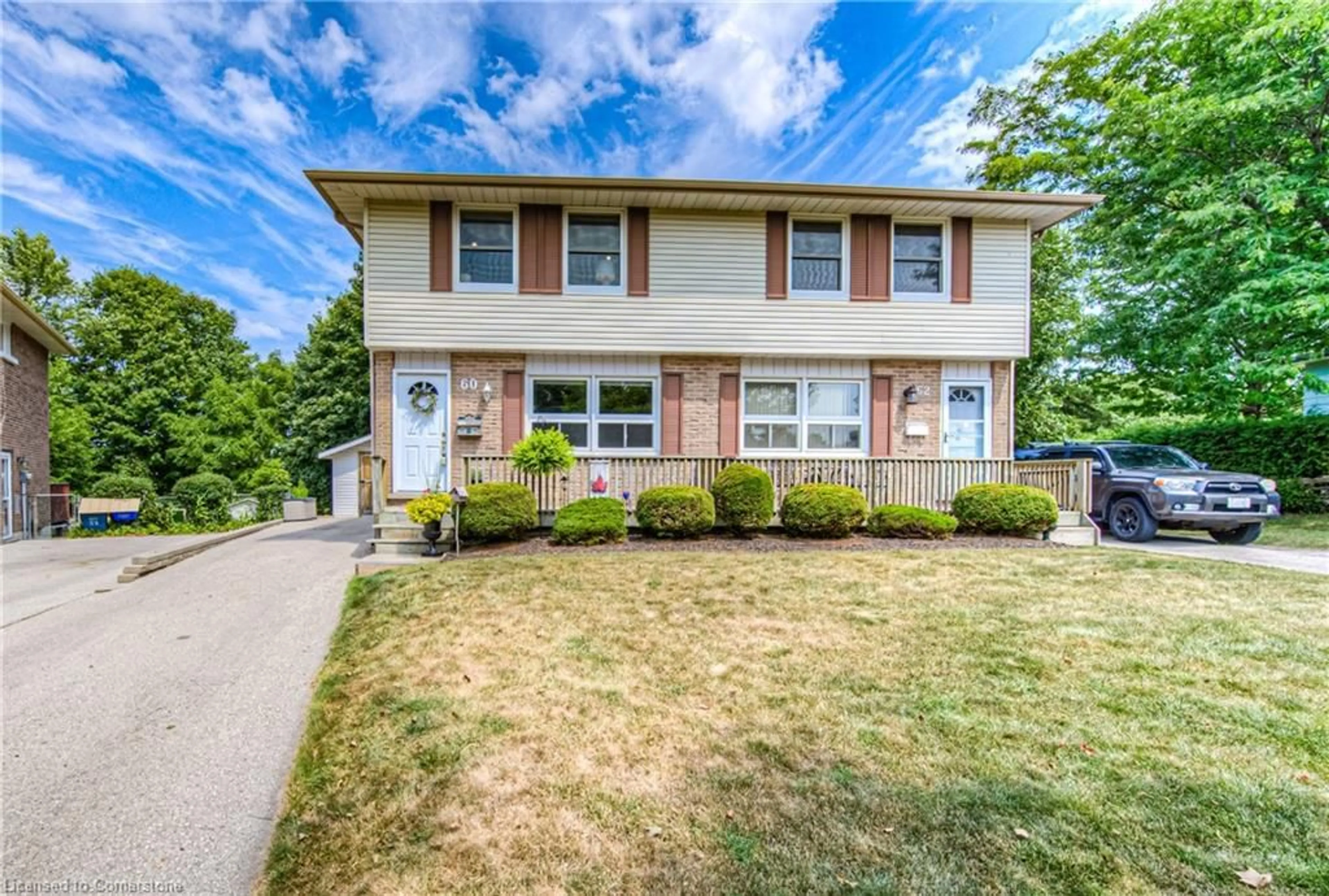 Home with vinyl exterior material, street for 60 Shea Cres, Kitchener Ontario N2E 1E8
