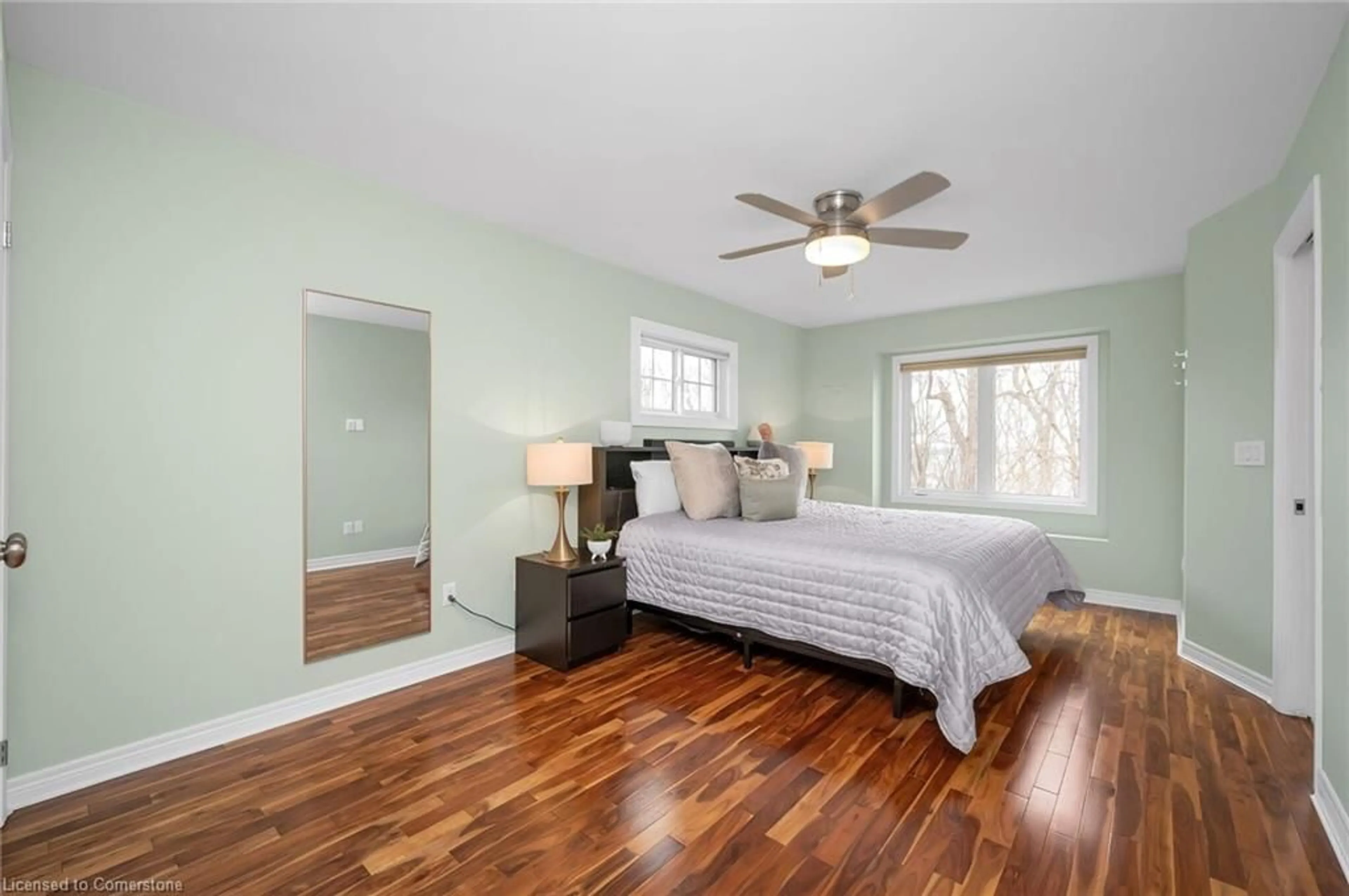 Bedroom with bed, wood/laminate floor for 710 Spring Gardens Rd #98, Burlington Ontario L7T 4K7