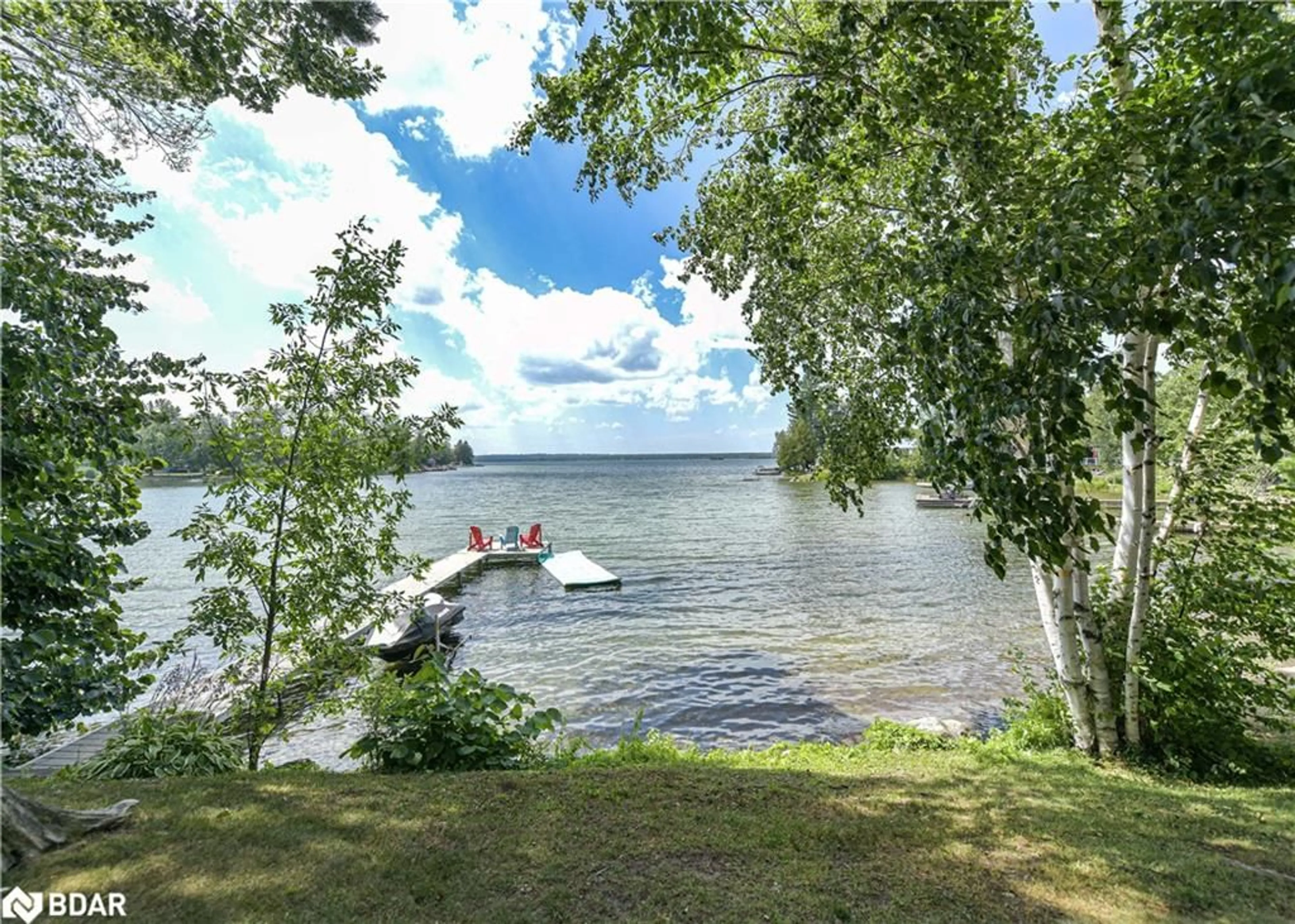 A pic from outside/outdoor area/front of a property/back of a property/a pic from drone, water/lake/river/ocean view for 6888 Pentland Lane, Washago Ontario L0K 2B0