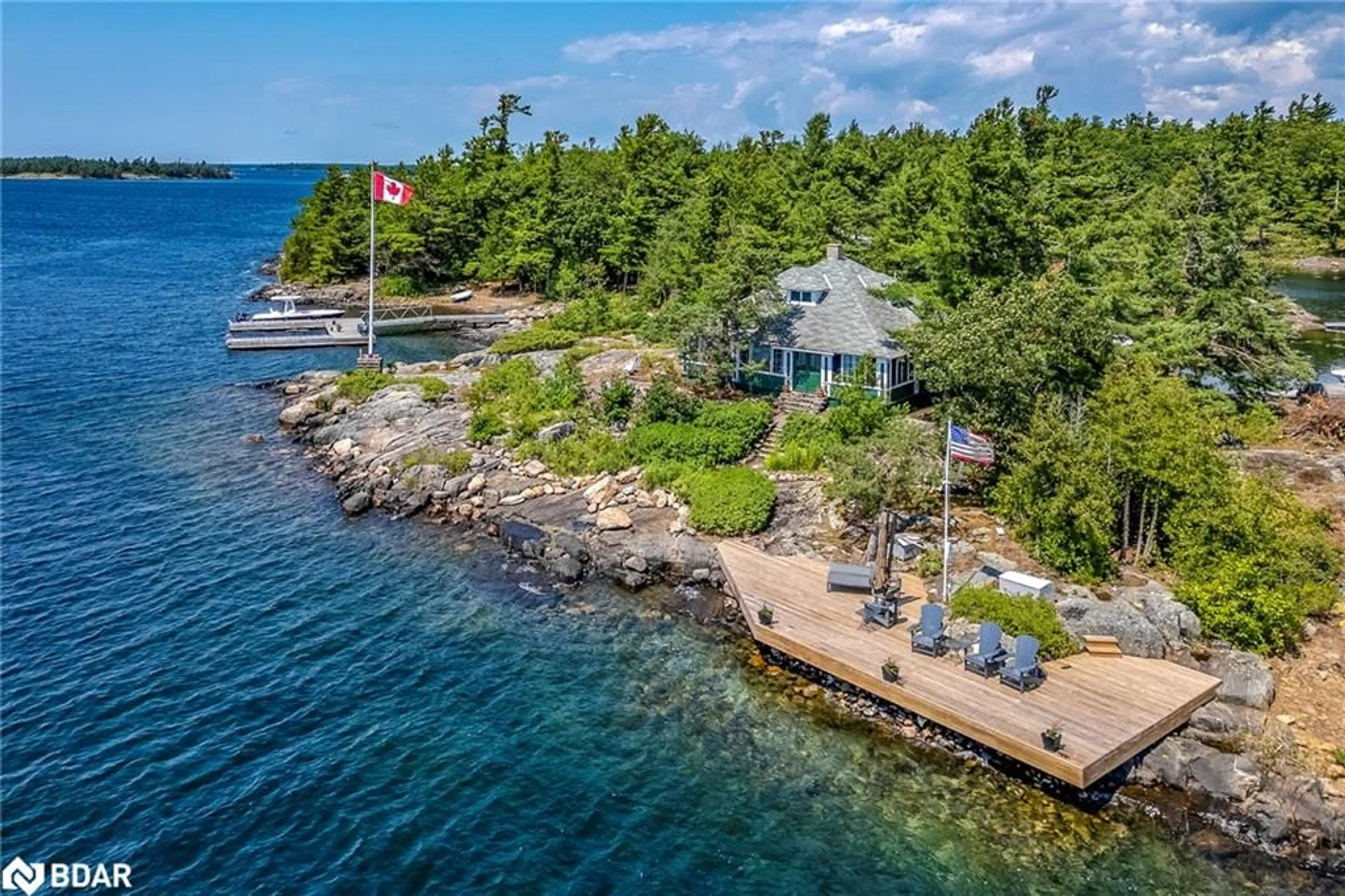 A pic from outside/outdoor area/front of a property/back of a property/a pic from drone, water/lake/river/ocean view for B324 Ellen Island, The Archipelago Ontario P0C 2L9