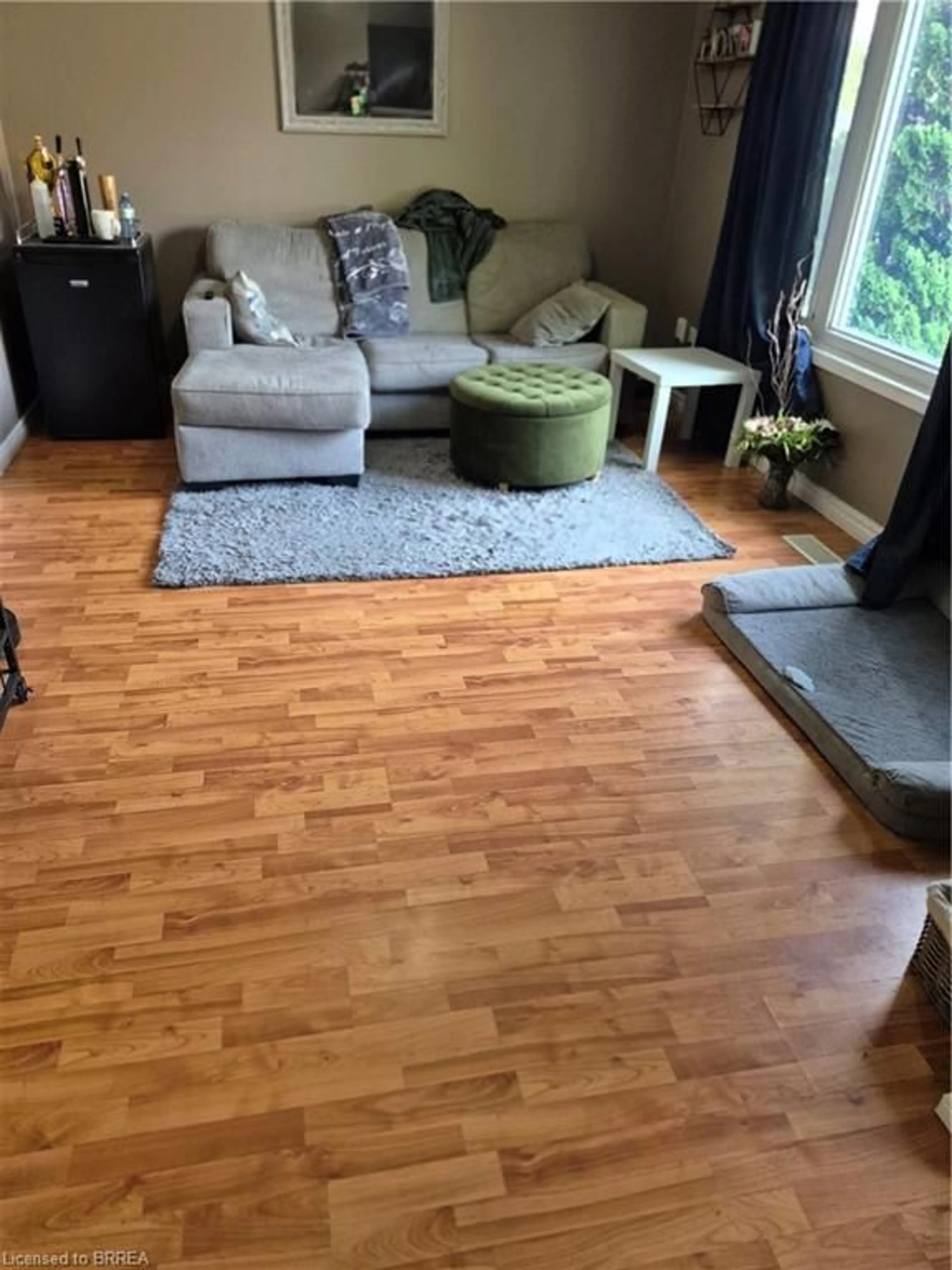 Living room with furniture, wood/laminate floor for 61 Woodlawn Ave, Brantford Ontario N3V 1A6