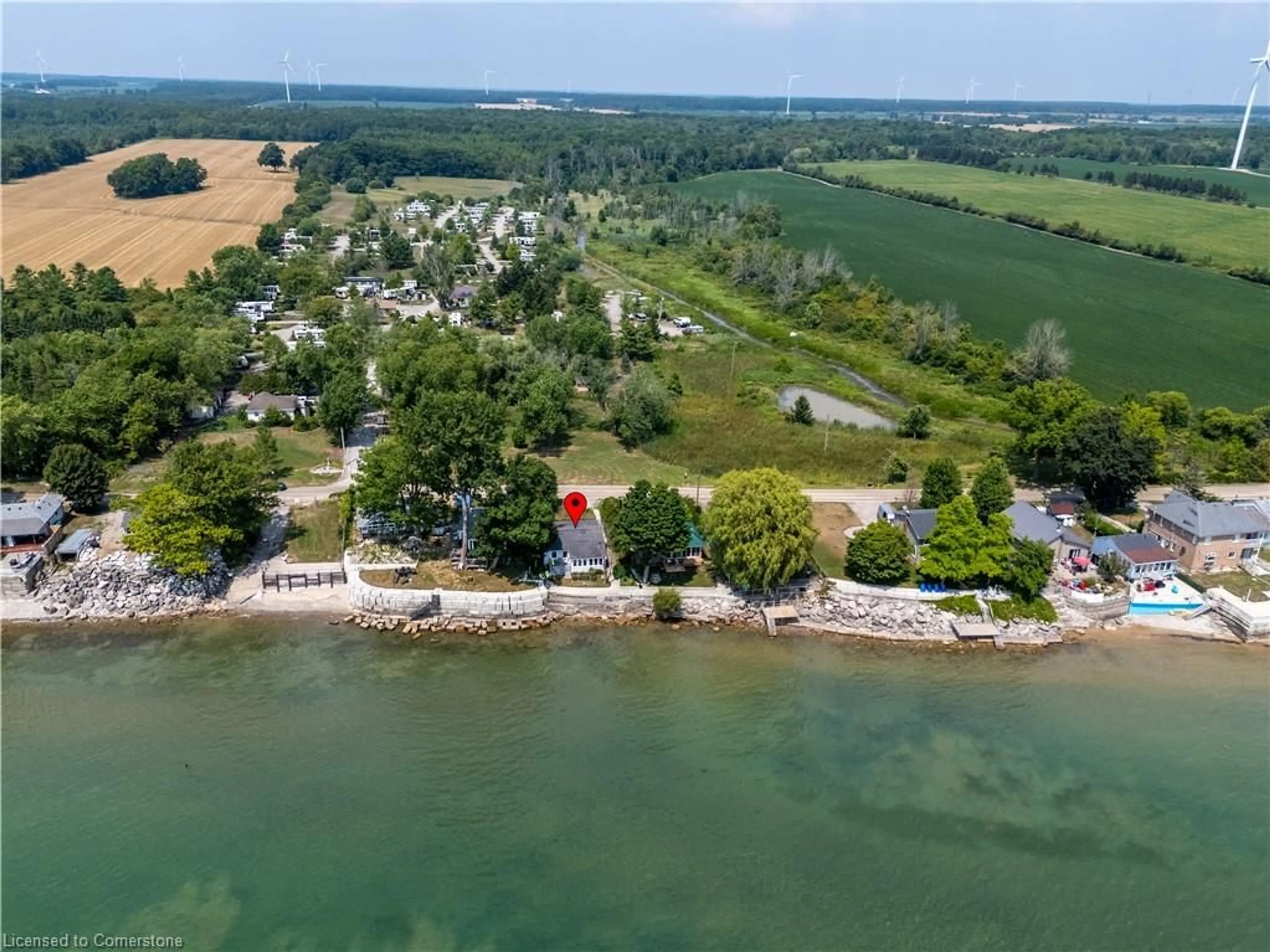 A pic from outside/outdoor area/front of a property/back of a property/a pic from drone, water/lake/river/ocean view for 2110 Lakeshore Rd, Dunnville Ontario N1A 2W8