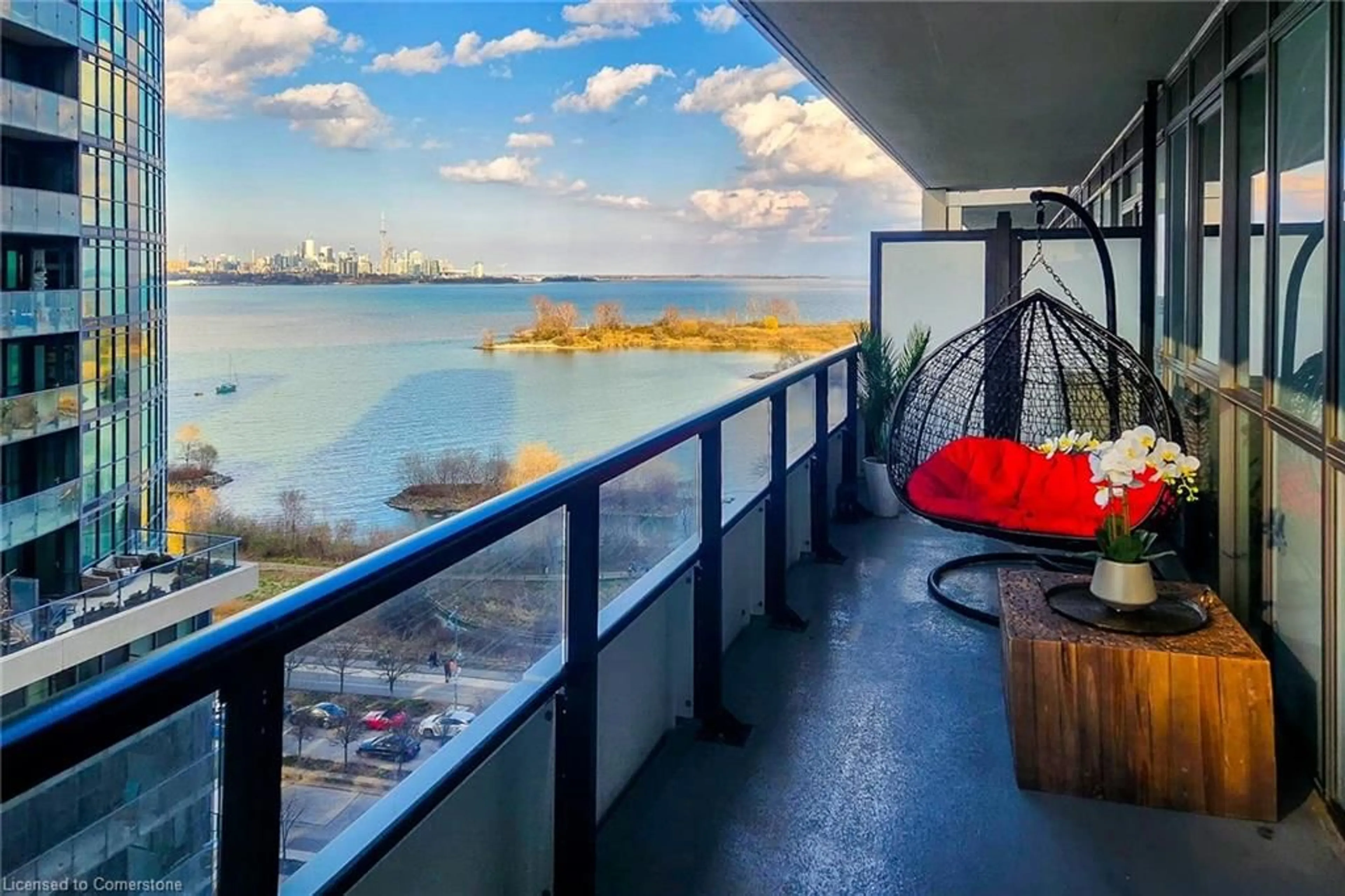 Balcony in the apartment, water/lake/river/ocean view for 65 Annie Craig Dr #1006, Toronto Ontario M8V 0G3