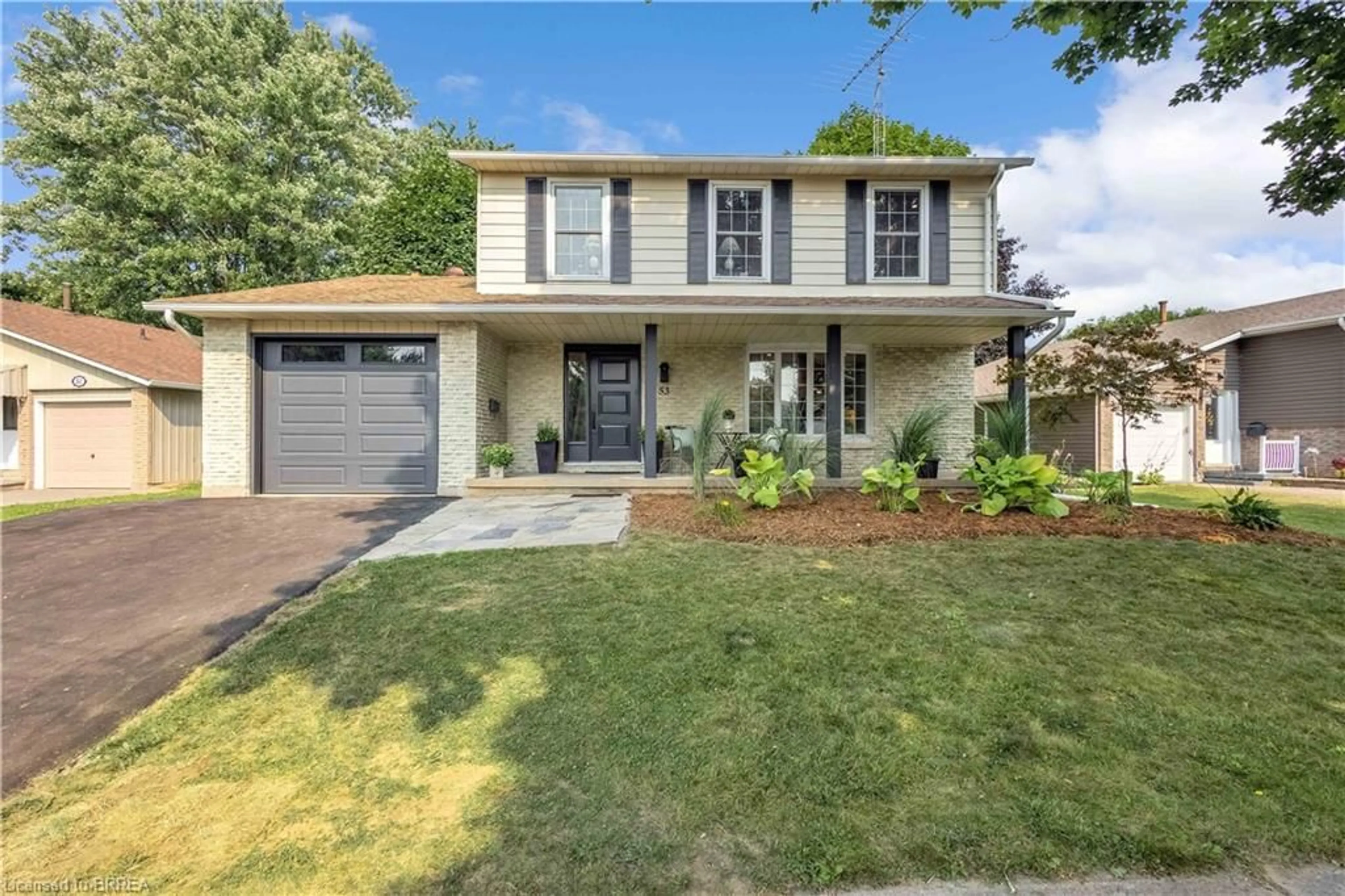Home with vinyl exterior material, street for 53 Greenfield Rd, Brantford Ontario N3R 6Z4