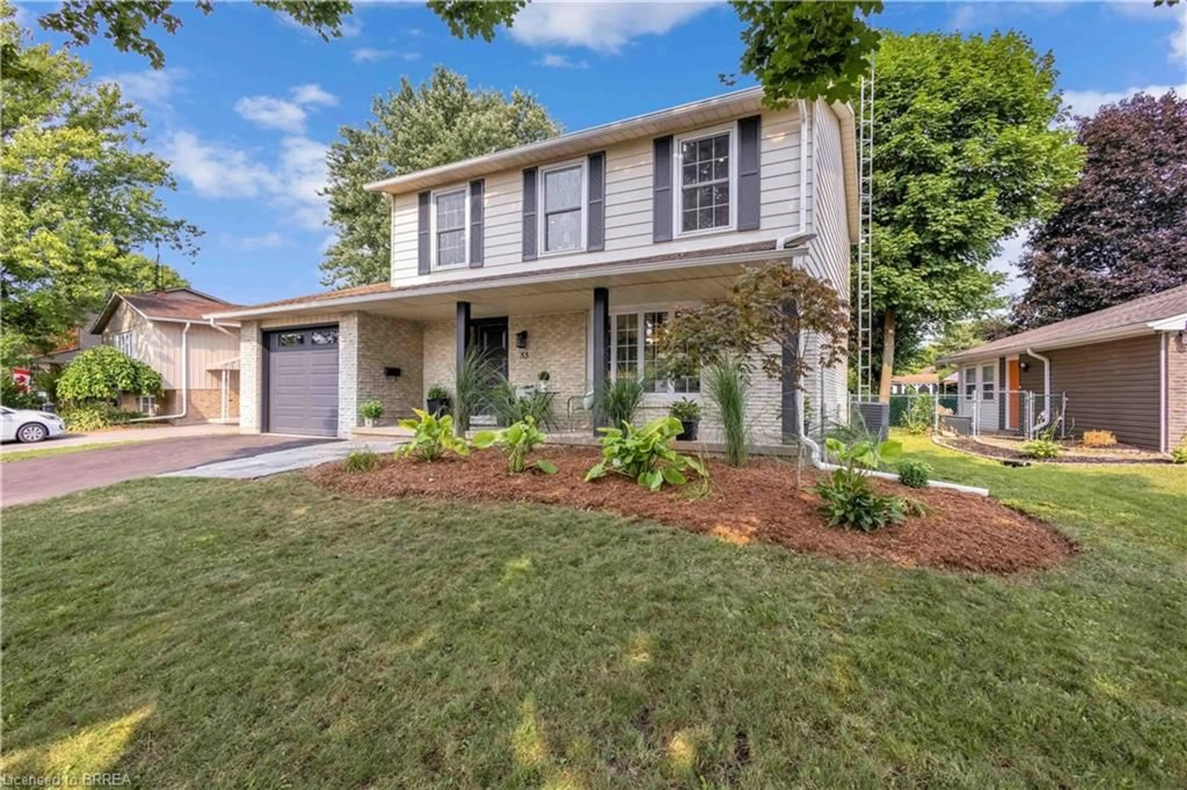 Home with vinyl exterior material, street for 53 Greenfield Rd, Brantford Ontario N3R 6Z4