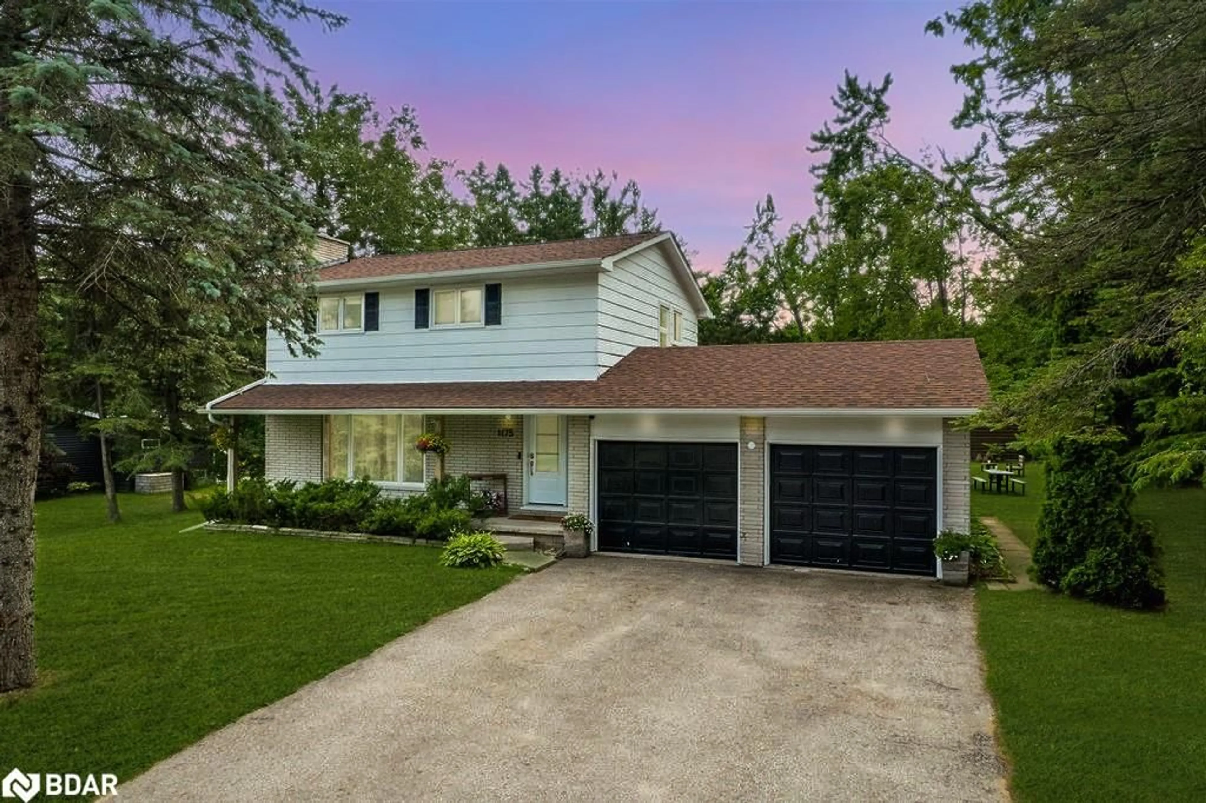 Home with vinyl exterior material, street for 1175 Carson Rd, Springwater Ontario L4M 4S5