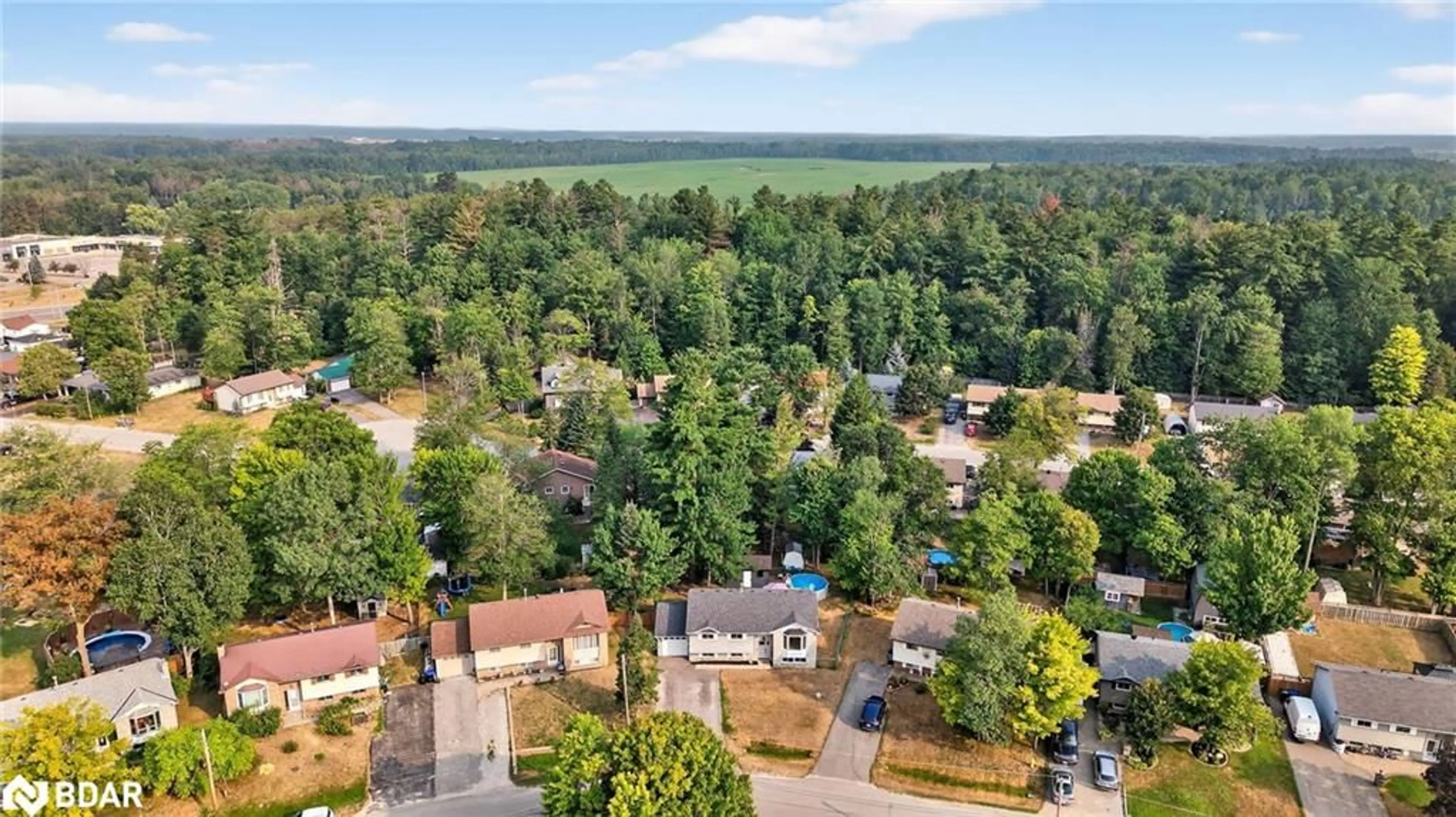 A pic from outside/outdoor area/front of a property/back of a property/a pic from drone, forest/trees view for 13 Pridham Cres, Angus Ontario L3W 0G5