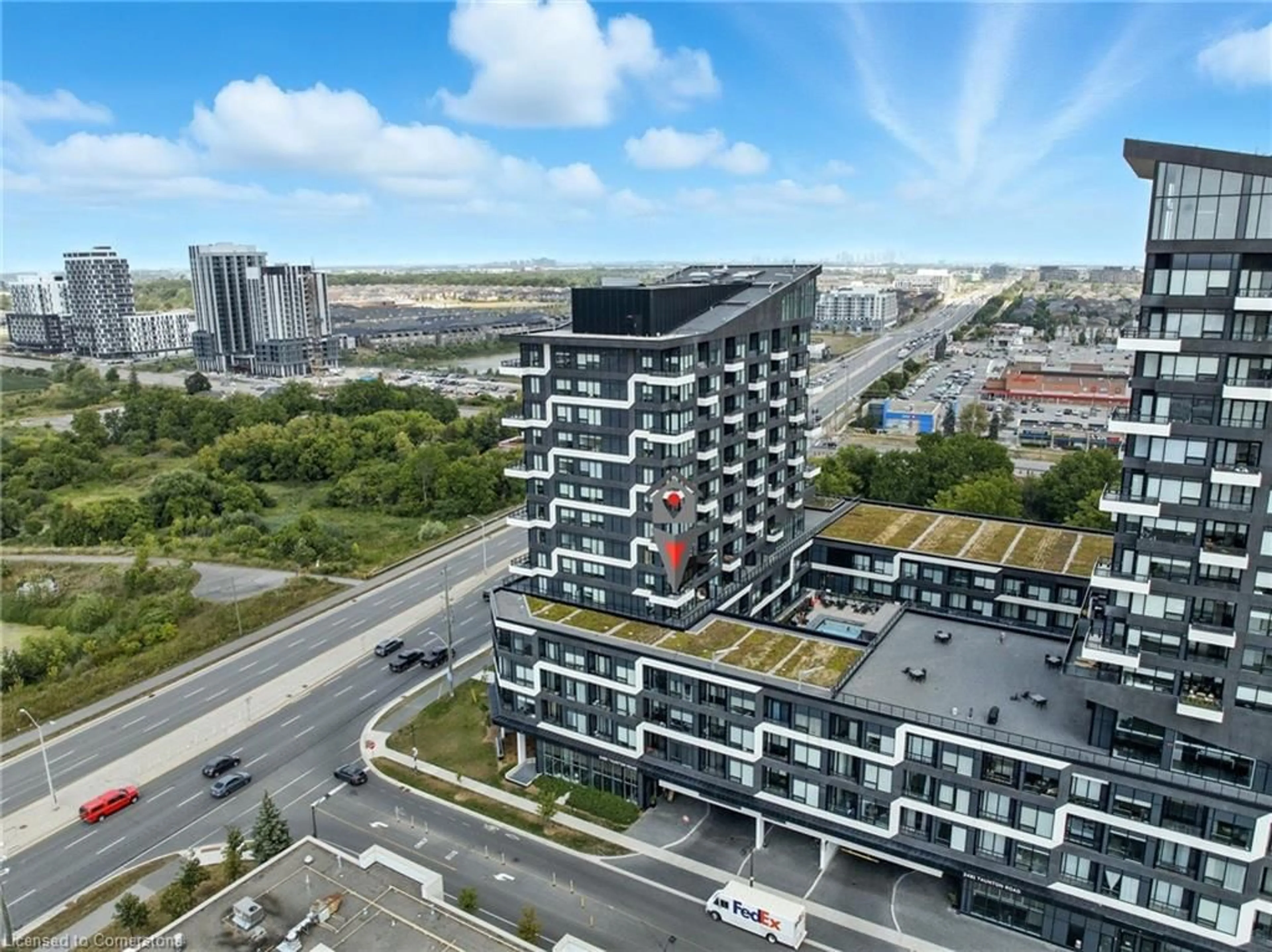 A pic from outside/outdoor area/front of a property/back of a property/a pic from drone, city buildings view from balcony for 2489 Taunton Road #611, Oakville Ontario L6H 3R9