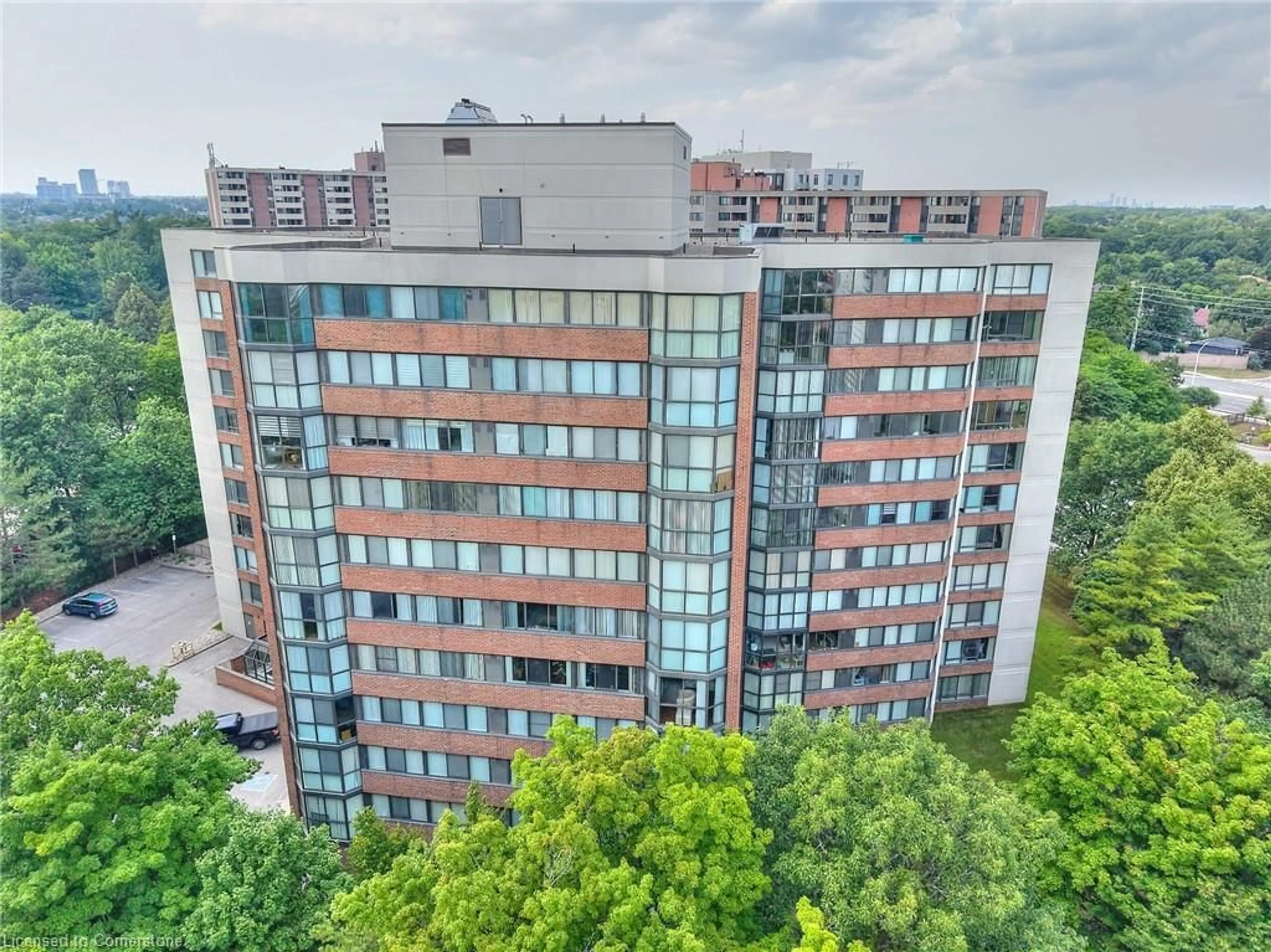 A pic from outside/outdoor area/front of a property/back of a property/a pic from drone, city buildings view from balcony for 1240 Marlborough Crt #504, Oakville Ontario L6H 3K7