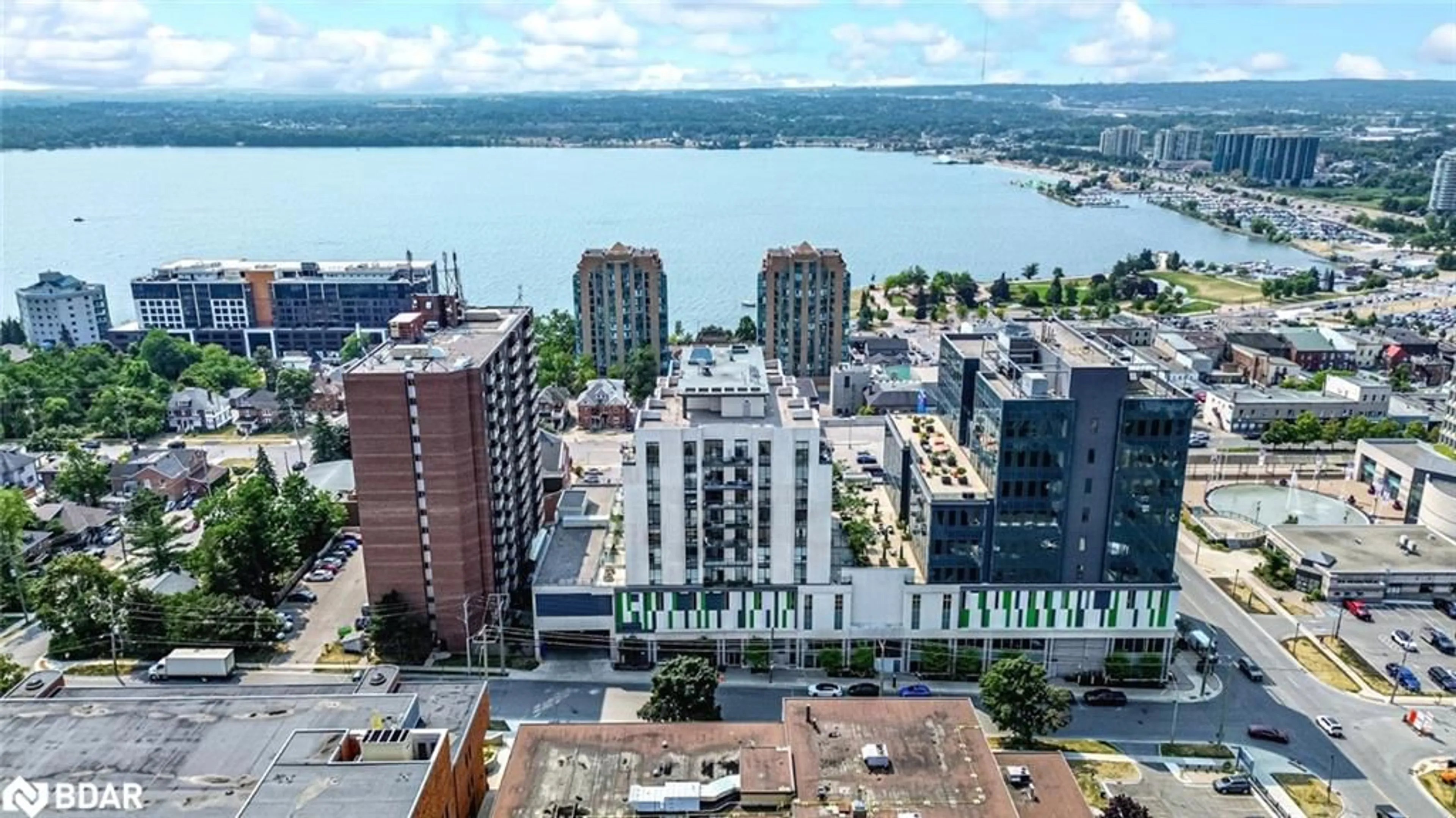 A pic from outside/outdoor area/front of a property/back of a property/a pic from drone, water/lake/river/ocean view for 111 Worsley Street #511, Barrie Ontario L4M 0J5