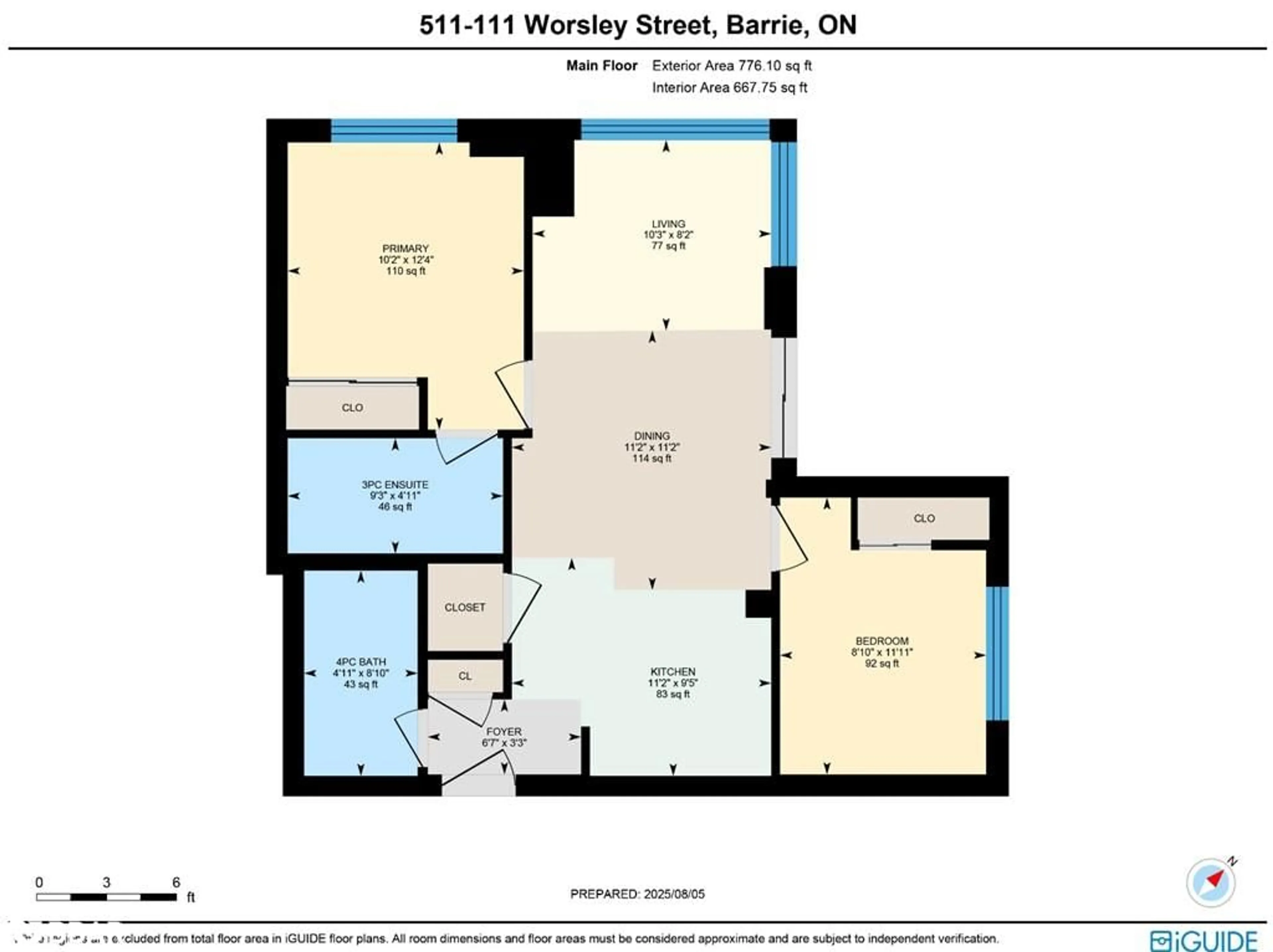 Floor plan for 111 Worsley Street #511, Barrie Ontario L4M 0J5
