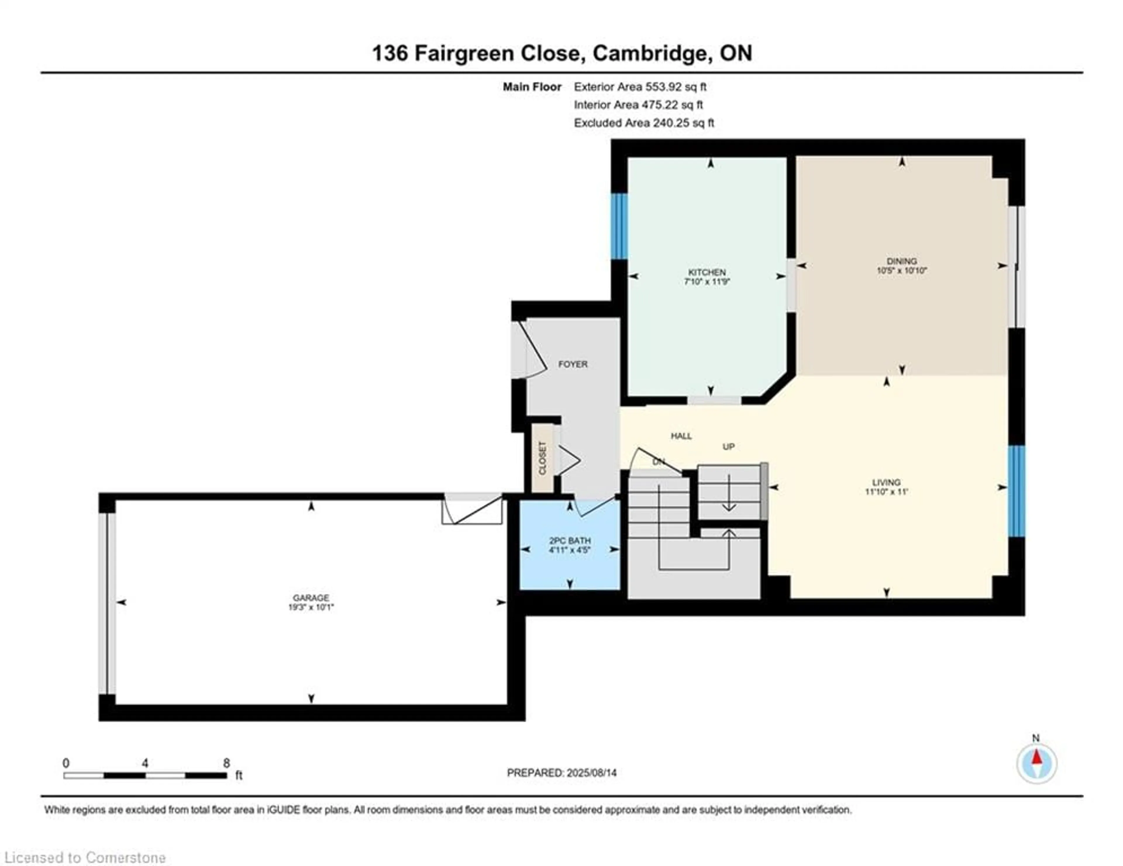 Floor plan for 136 Fairgreen Close, Cambridge Ontario N1T 1T8