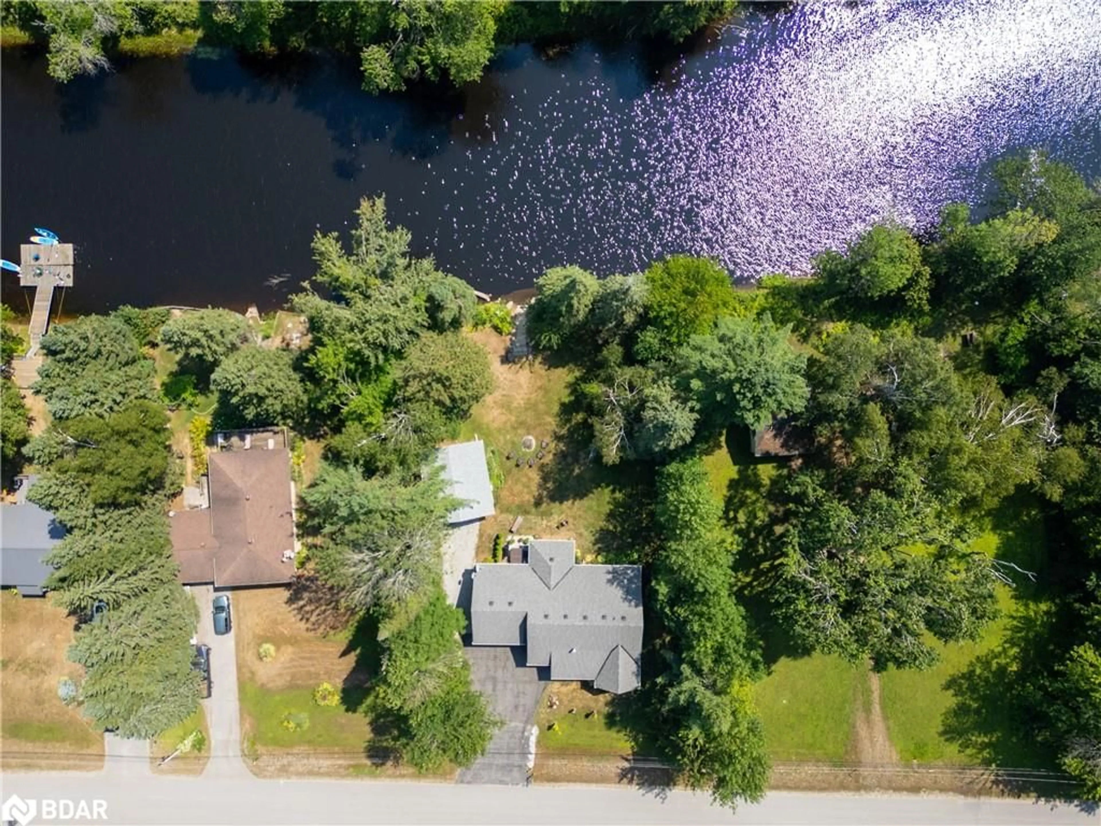 A pic from outside/outdoor area/front of a property/back of a property/a pic from drone, water/lake/river/ocean view for 7249 Davy Dr, Washago Ontario L0K 2B0