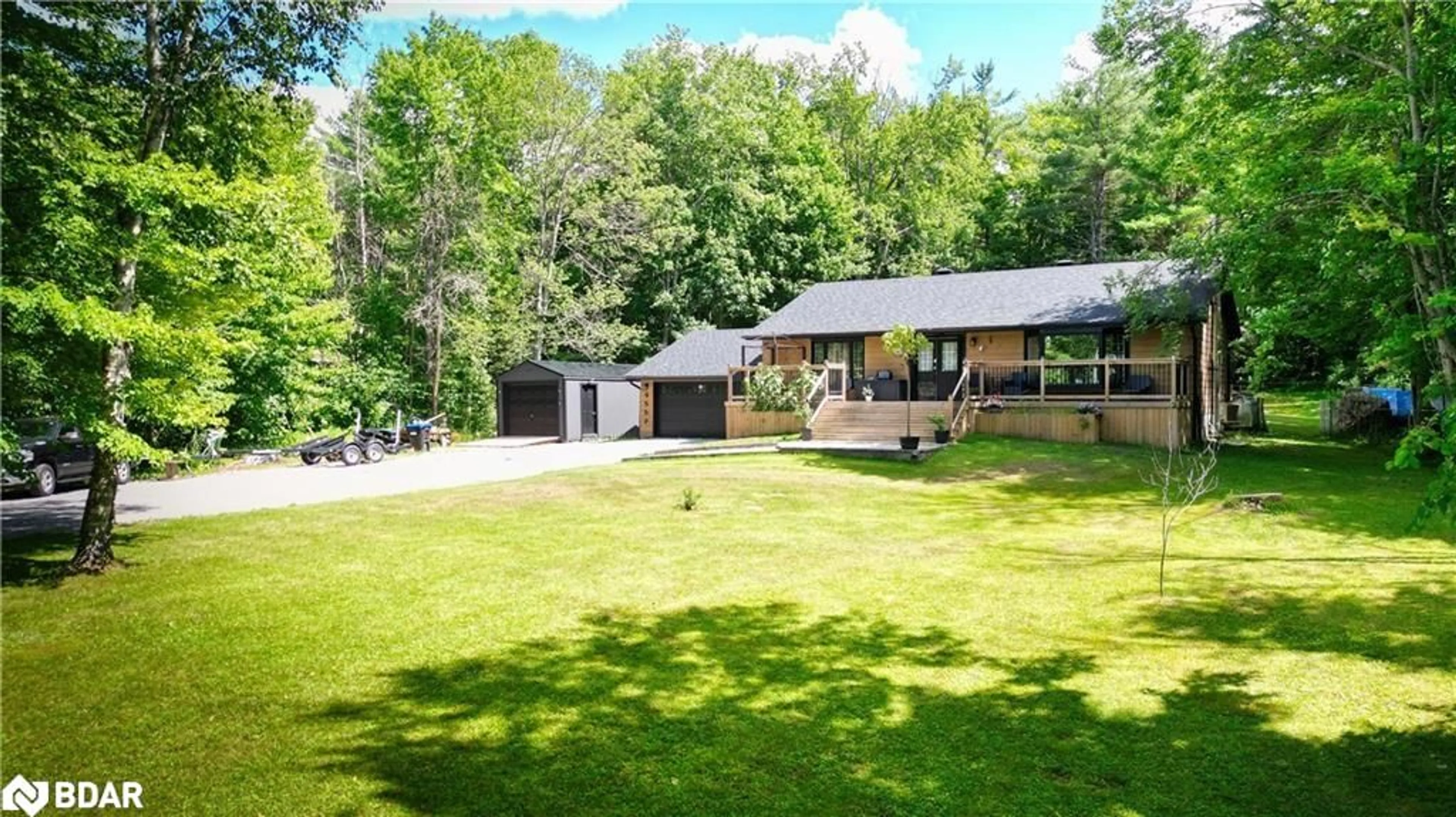A pic from outside/outdoor area/front of a property/back of a property/a pic from drone, unknown for 4557 Trent Trail, Washago Ontario L0K 2B0