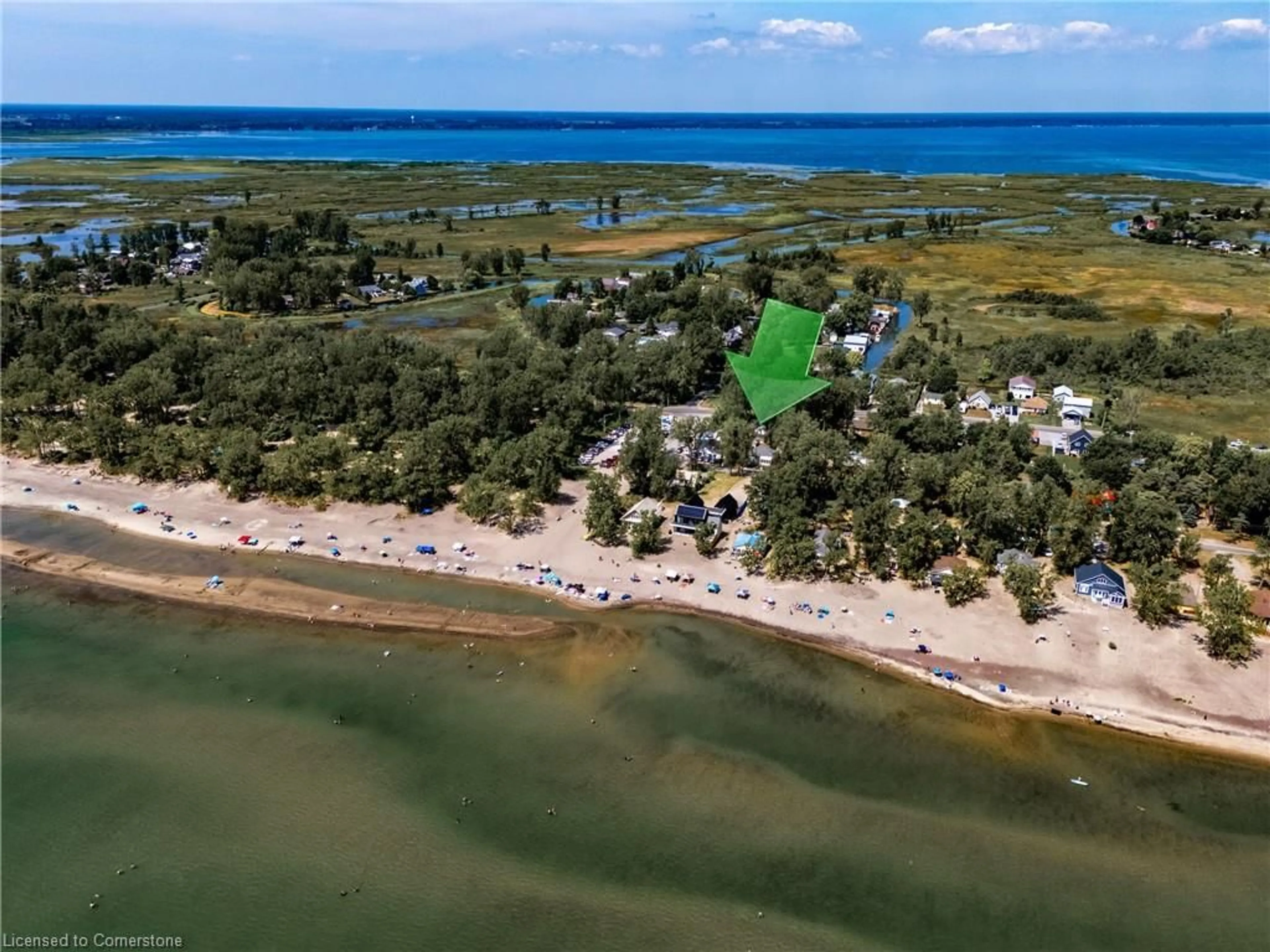 A pic from outside/outdoor area/front of a property/back of a property/a pic from drone, water/lake/river/ocean view for 261 Erie Blvd, Long Point Ontario N0E 1M0
